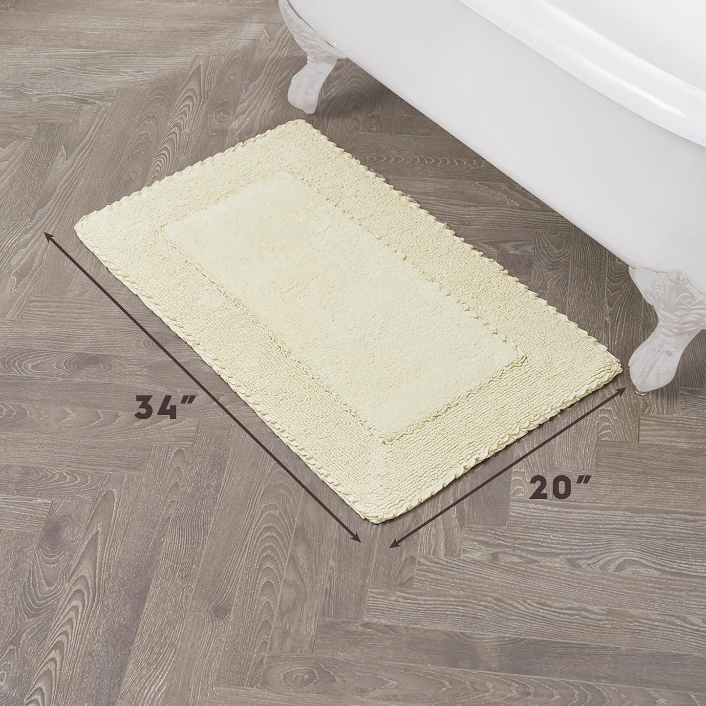 Laura Ashley Ruffle Border 100% Cotton Bath Rug, Yellow, 20"x 34"