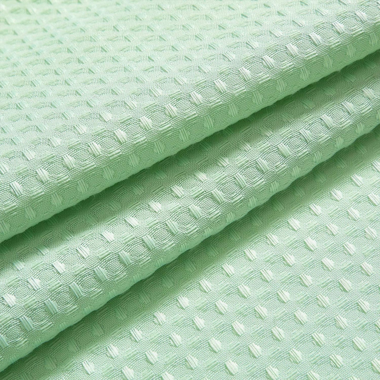 River Dream Heavyweight No Hooks Required Dotted Waffle Weave Shower Curtain with Snap in Liner - 71W x 74H,Hotel Grade,Spa Like Bath Curtain,Green Light