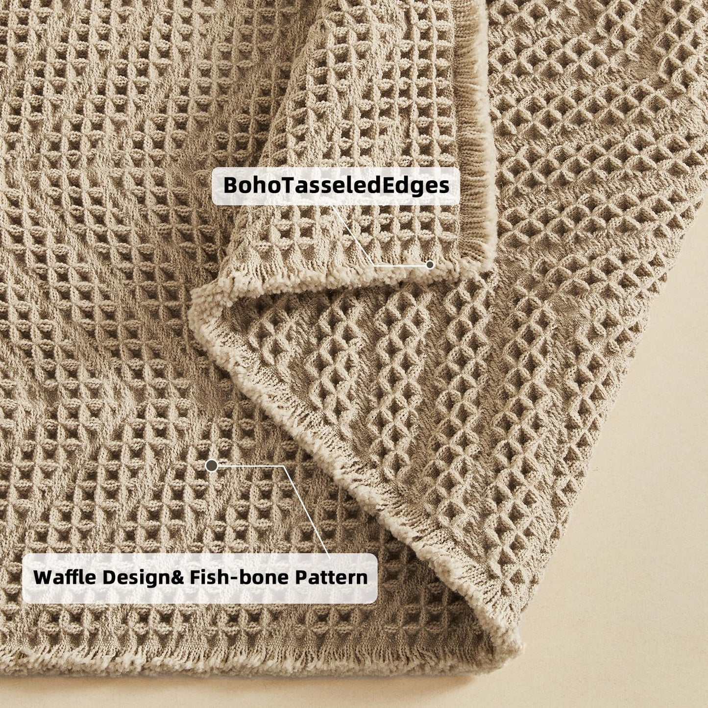 Bathroom Rugs Super Absorbent Boho Bath Mats Non Slip Washable Rugs for Bathroom Quick Dry Floor Mat, Ultra Soft Waffle Bath Mat,Brown,17"*24"