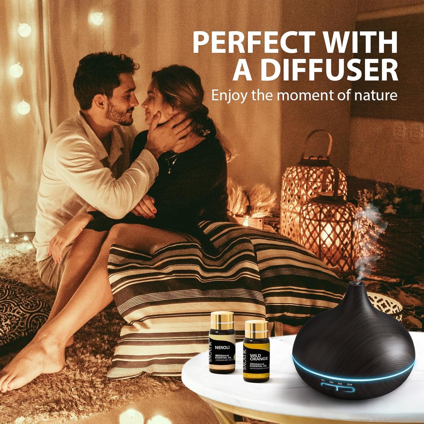 50 Pcs Essential Oils by SACATR Natural Essential Oil Set -Essential Oils Gift Set for Diffuser, Home Care, DIY Candle and Soap Making(50 * 5ML)