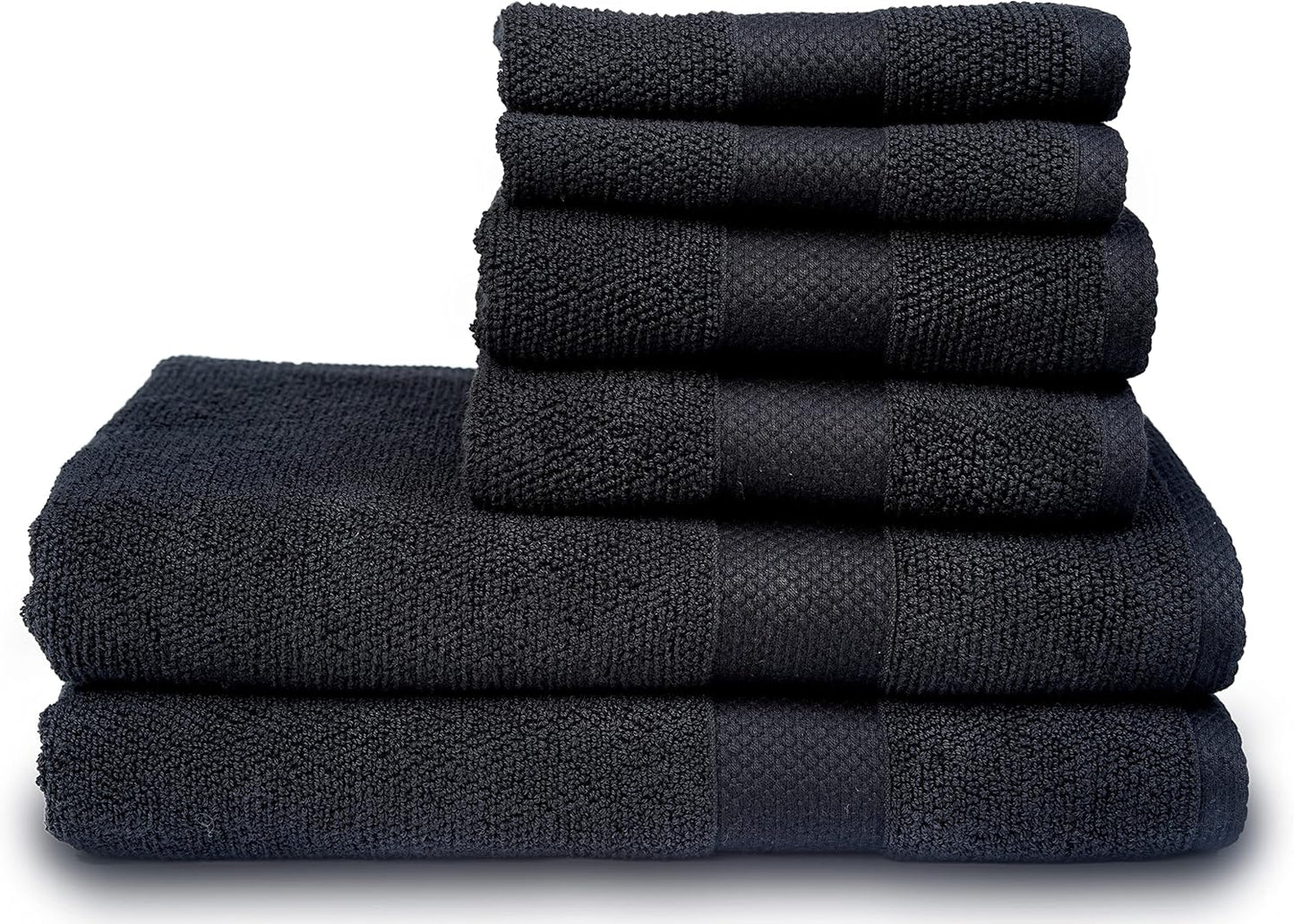 MAURA Premium Bath Towel Set 100% Cotton. 6 Piece Ultra Absorbent Quick Dry Soft Terry Bath Towels for Bathroom, Hotel and Spa Quality, Black
