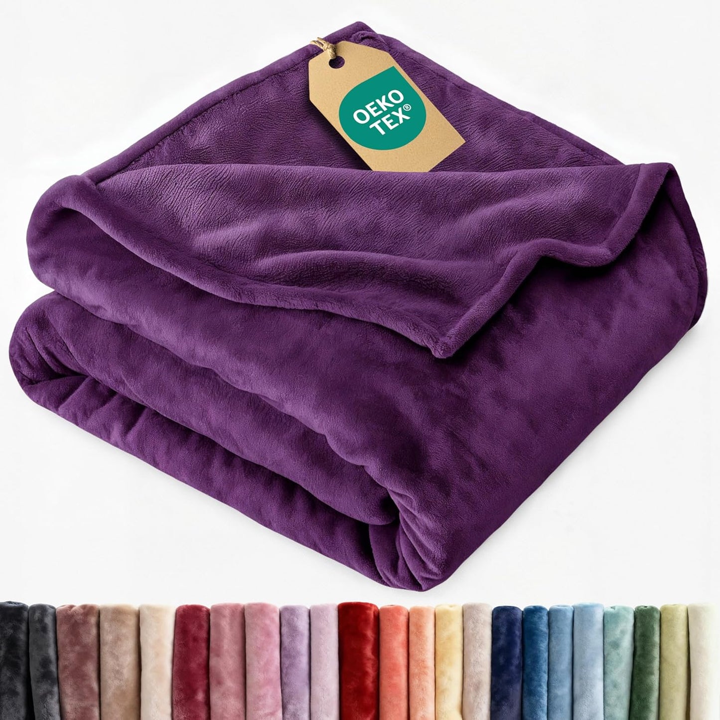 Ultra Soft Fleece Blanket Throw Size - Flannel Fleece Luxury Throw Blanket - Lightweight for Couch Bed Chair - Thick, Warm and Breathable - All Season Cozy Anti-Static Microplush Bedding, Purple