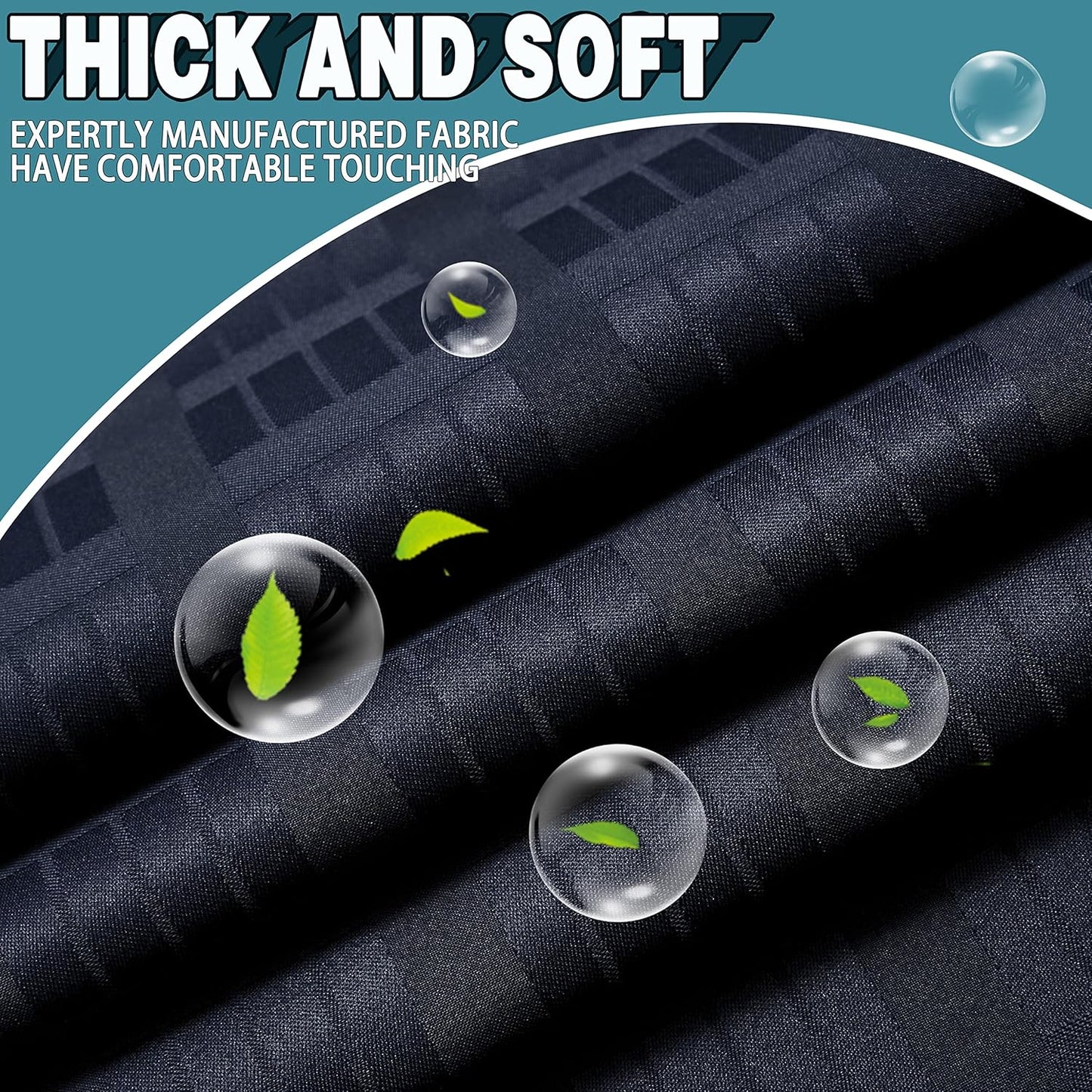 Conbo Mio No Hook Shower Curtain with Snap in Liner Set, Hotel Luxury Black Shower Curtains for Bathroom with See Through Top Window, Waterproof, Washable 71W x 74H