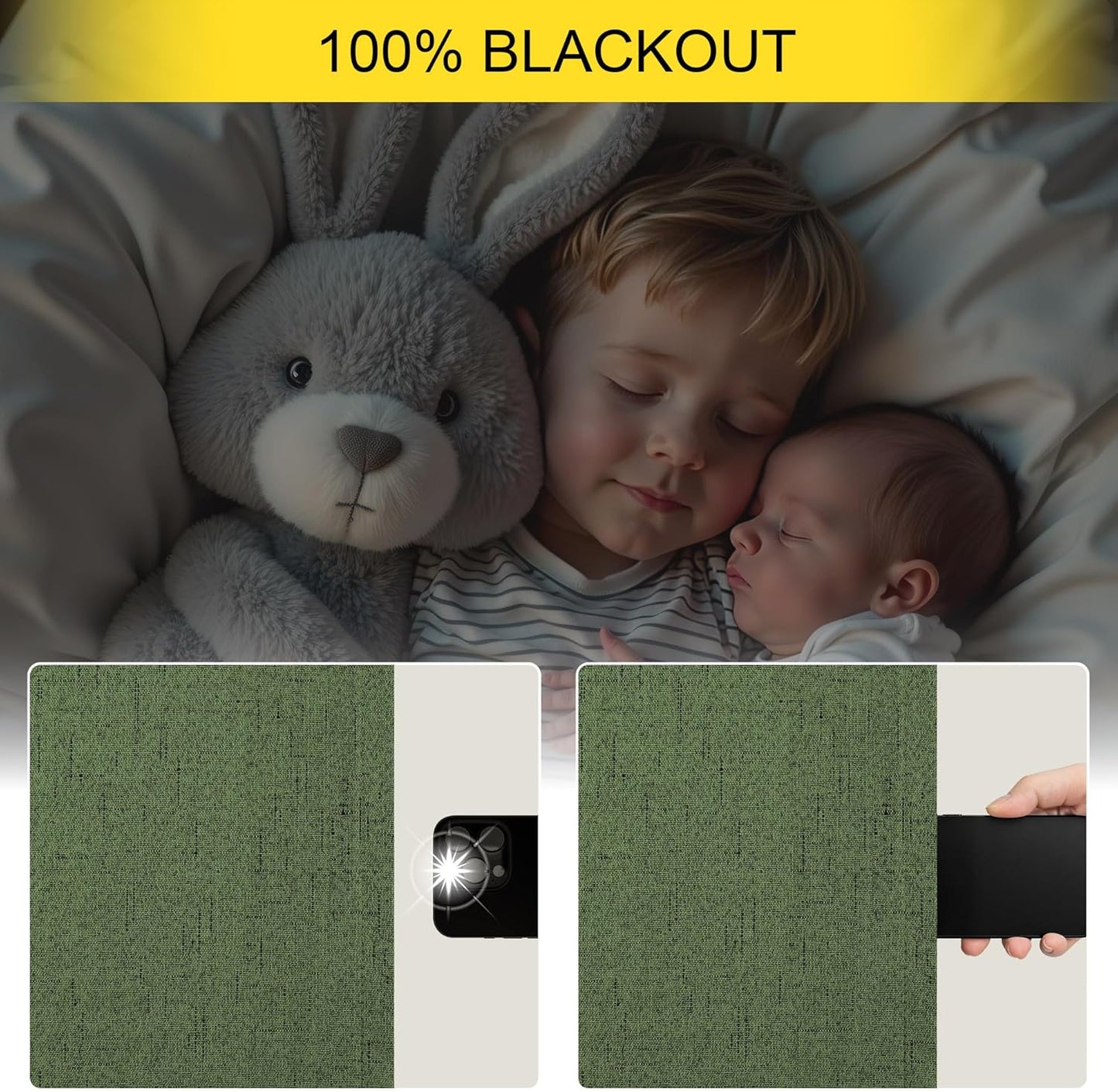 Olive Green Blackout Curtains 84 Inches Long 2 Panels Linen Boho Black Out Dark Green Forest Curtains for Living Room Bedroom Windows Darkening Insulated Thermal Drapes 84 Length Christmas Decorations