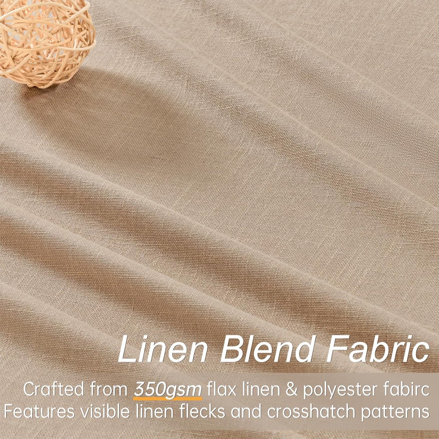 Topfinel Pinch Pleated Curtains 96 Inch Long, 100% Blackout Thermal Insulated Brown Natural Linen Pinch Pleat Viral Drapes with Hooks Rings 2 Panel Sets, Taupe Tan 8FT Back Tab Window Curtains