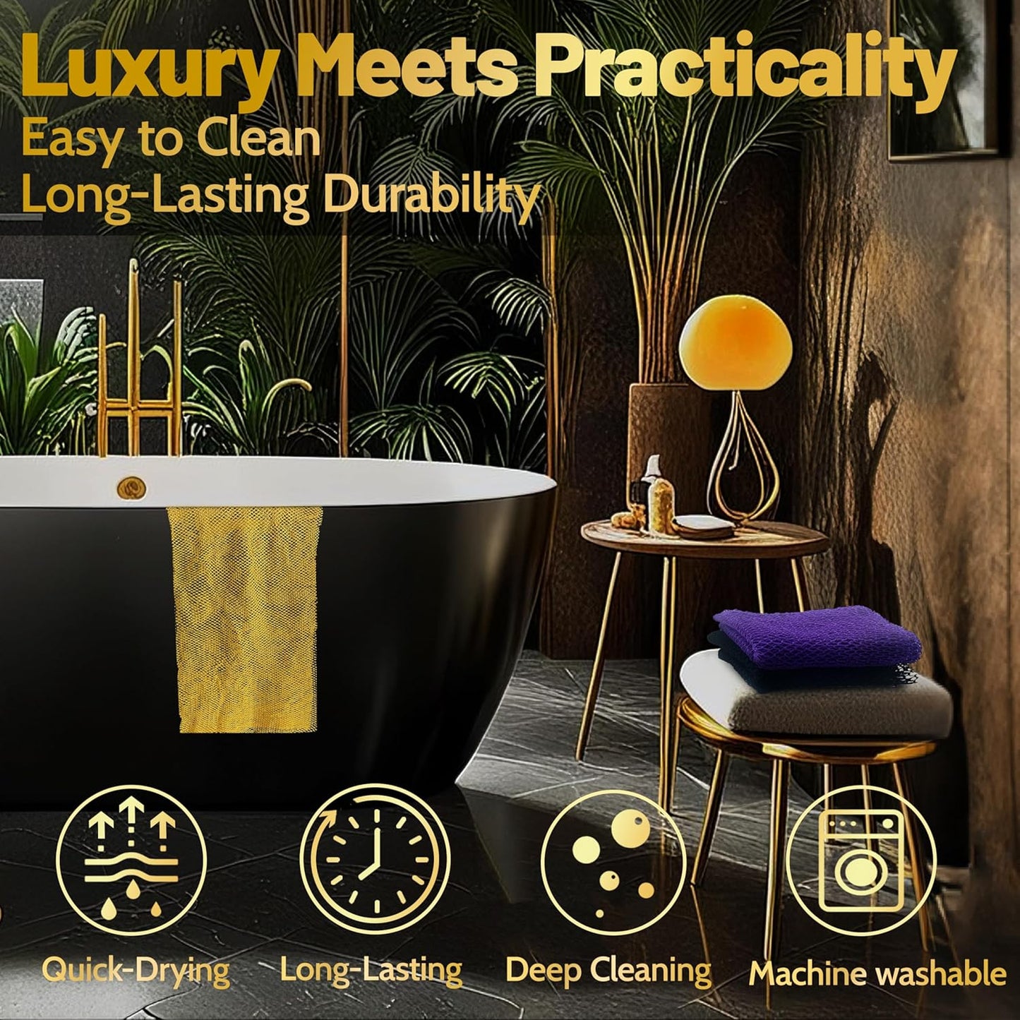 African Net Sponge Authentic,3Pack Loofah Exfoliating Body Scrubber Bath Sponge, Back Scrubber Washcloth for Shower,Gentle Exfoliator and Rich Lather for Women and Men (Black、Yellow、Purple)