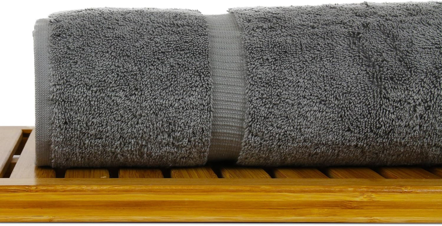 Luxury Hotel & Spa Towel Turkish Cotton Bath Towels - Grey - Honeycomb - Set of 4