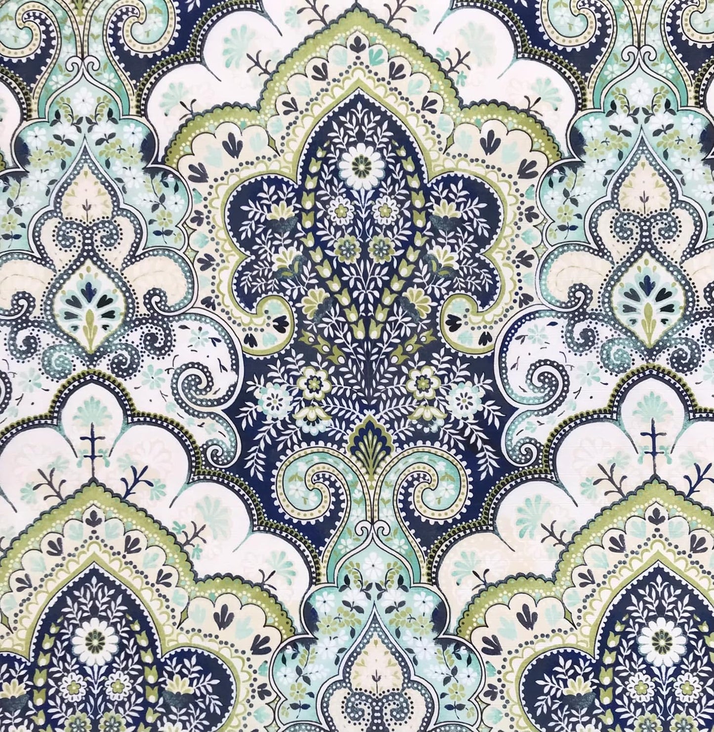 Serafina Home Hotel Quality Fabric Bathroom Shower Curtain: Floral Paisley Moroccan Damask (72 x 70 inches)