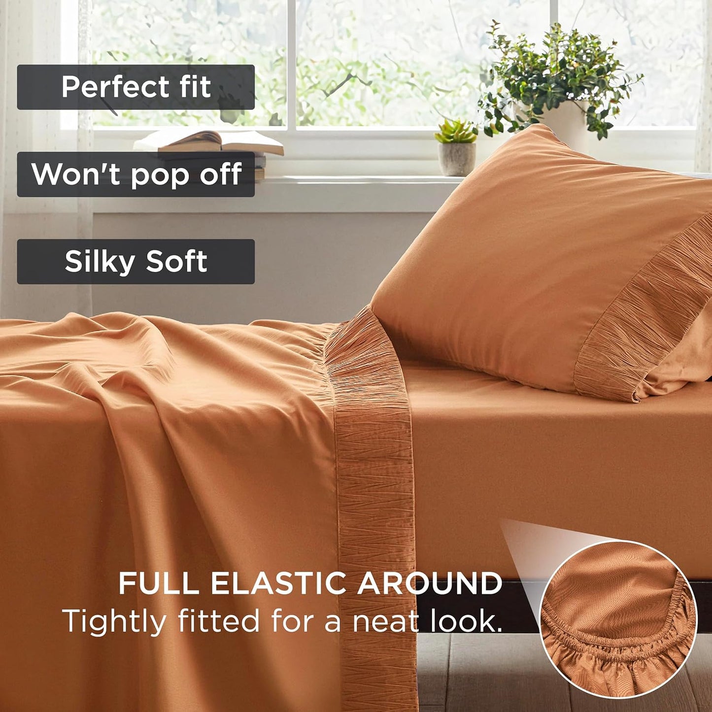 Bedsure Twin XL Sheet Sets Dorm Bedding - 3 Pieces Soft Extra Long Twin Sheets, Hotel Luxury, Easy Care Microfiber for Women, Men, Dusty Orange