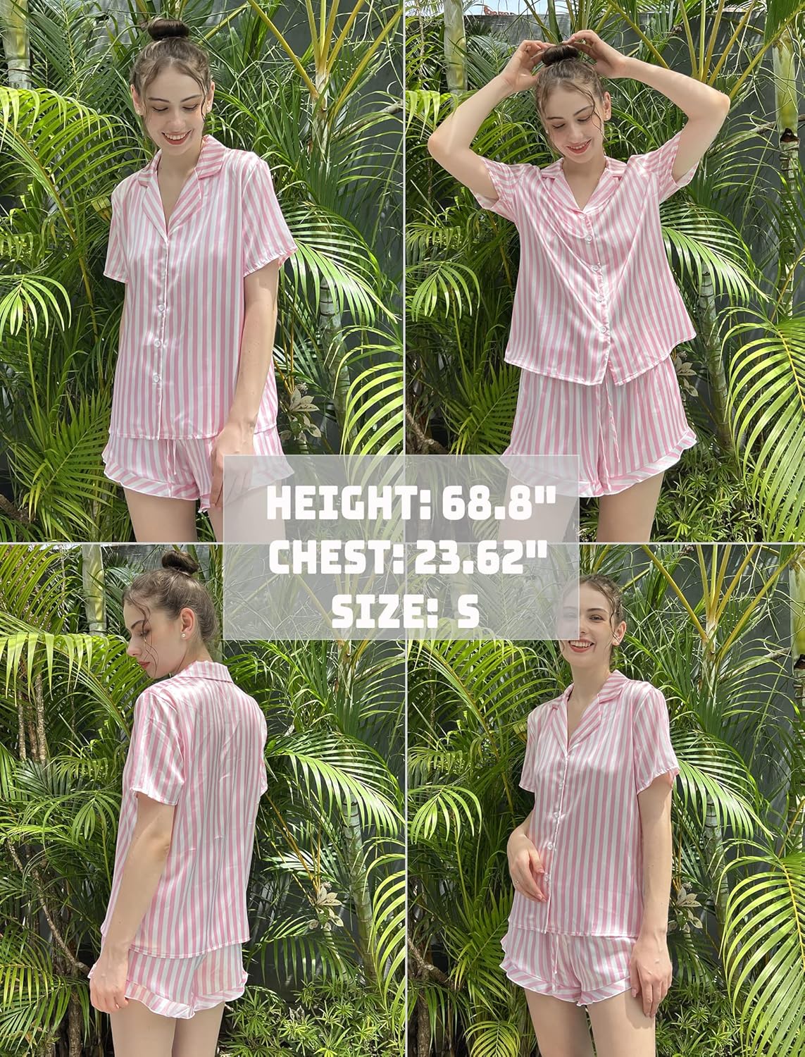 HOTOUCH Womens Satin Pajamas Set Button Down 2 Piece Silk Pjs Shorts Set Ruffle Lingerie Notch Collar Sleepwear