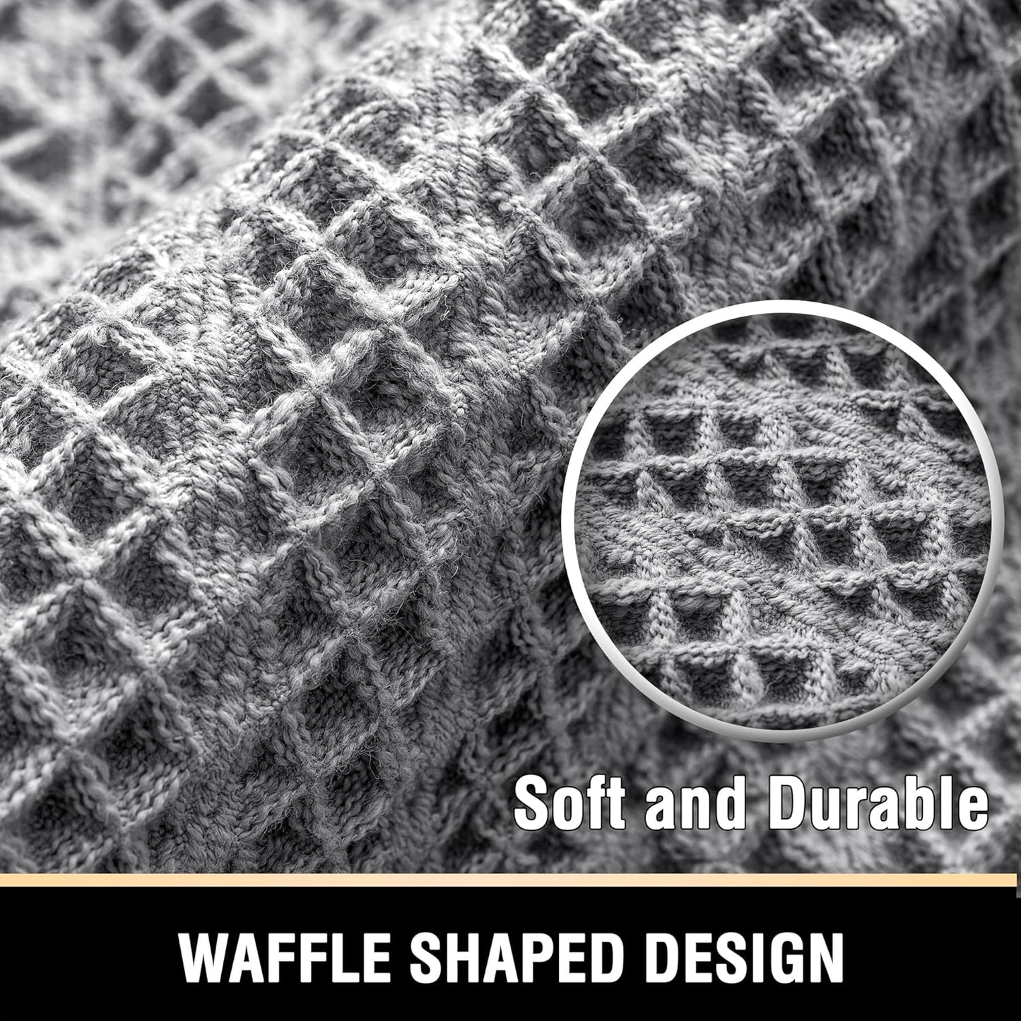 H.VERSAILTEX Waffle Bath Mat Super Absorbent Boho Bath Mat Non Slip Bath Rugs for Bathroom Floor Machine Washable Dry Fast Bathroom Rugs with Tassels, 17" x 24", Dove