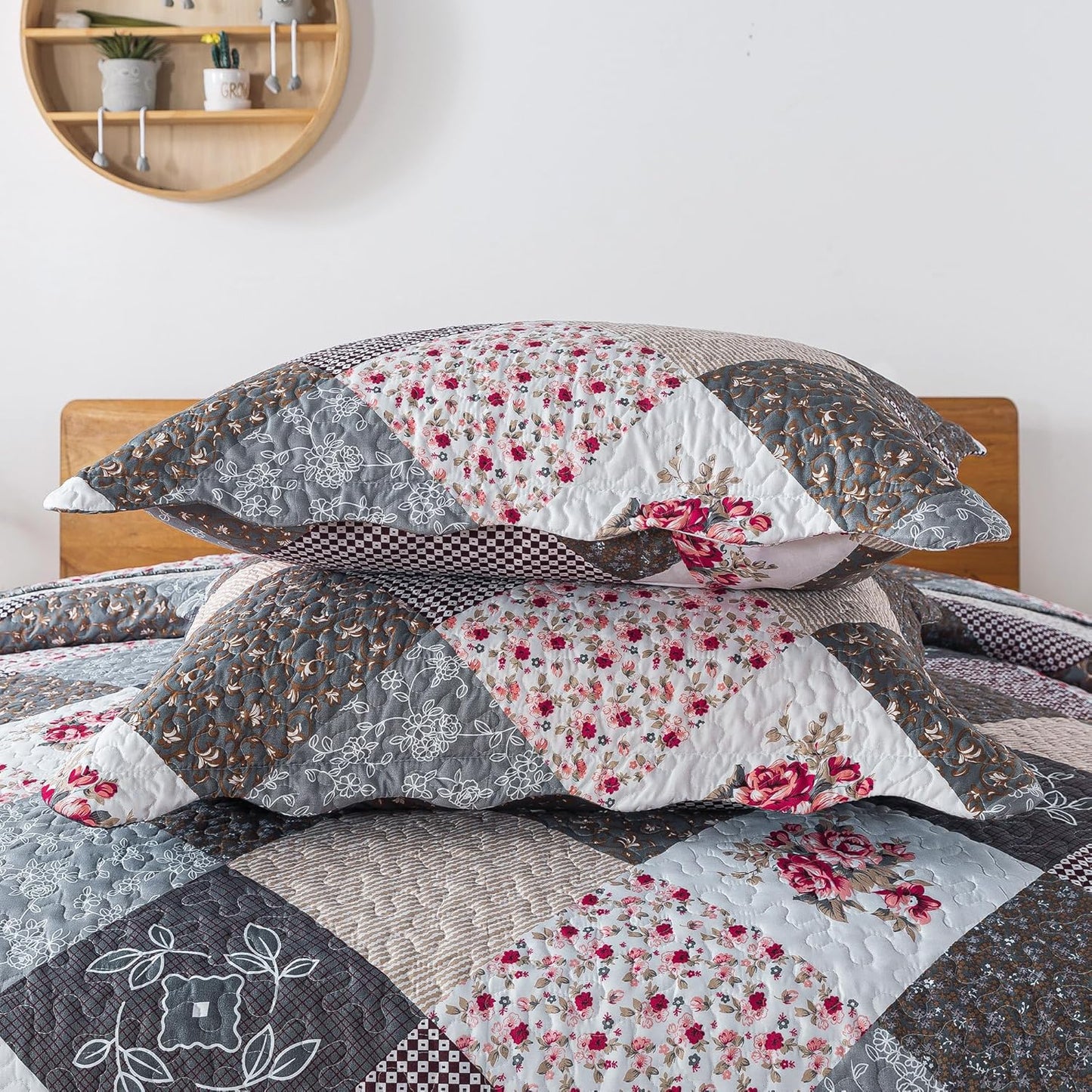 HoneiLife Oversized King Bedspreads 120x120-3 Pcs California King Quilt, Extra Large Quilt Sets All Season Use,Rustic Bedding Sets King Size,Reversible Coverlet Lightweight Bed Cover, Grey