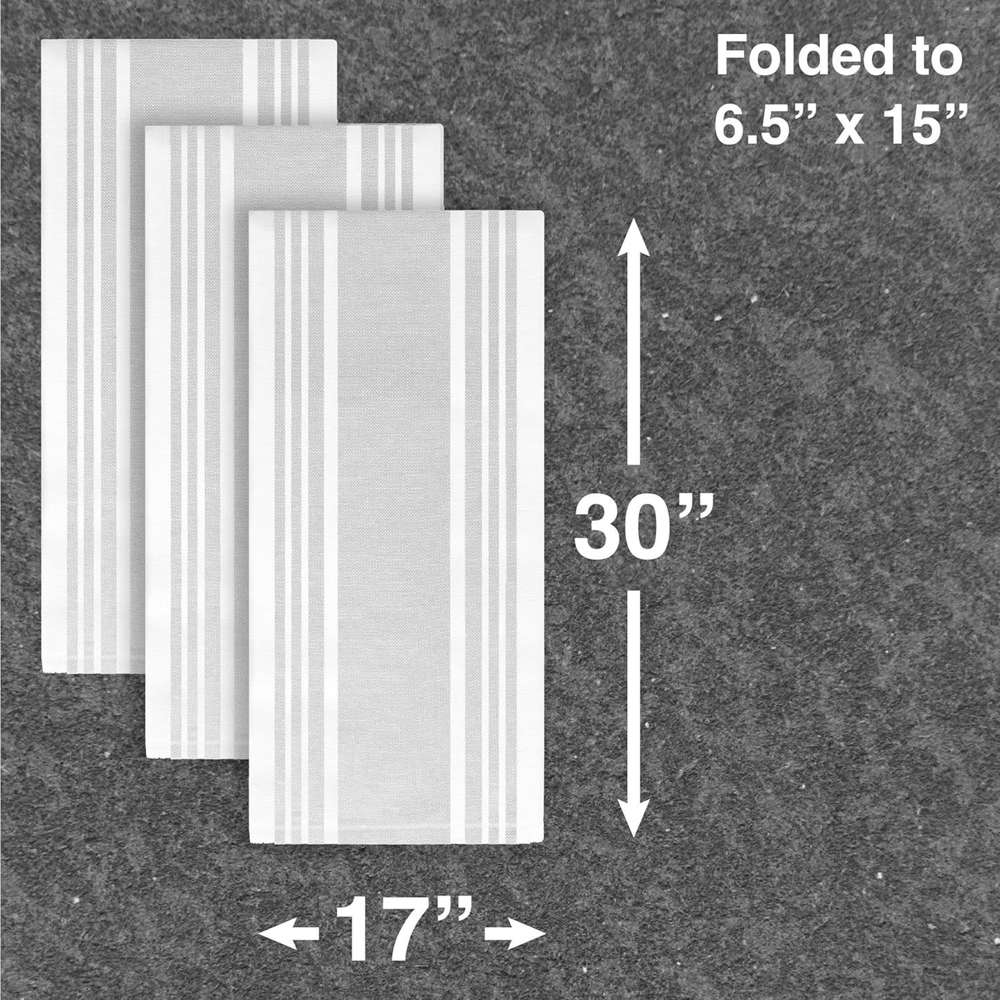 All-Clad Dual-Purpose Kitchen Towels: Highly Absorbent - 100% Cotton, 17"x30" Dish Towels for Cleaning & Drying Dishes & Glassware, 3-Pack, Titanium