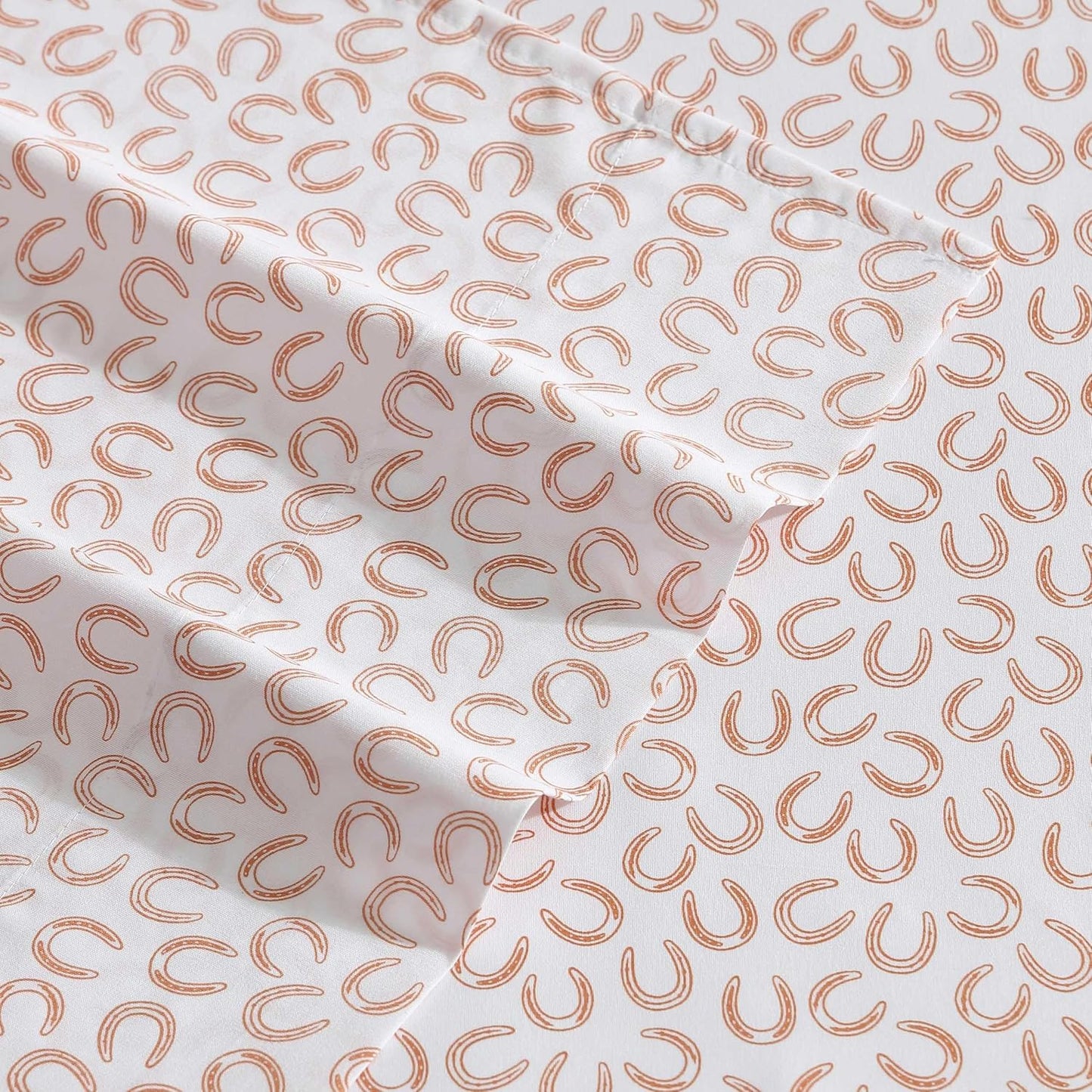 Wrangler - Queen Sheet Set, Super Soft & Cozy Bedding with Matching Sham(s), Casual Luxurious Bedding Set, Yellowstone Inspired, Oeko-Tex Certified (Horseshoe Orange, Queen)