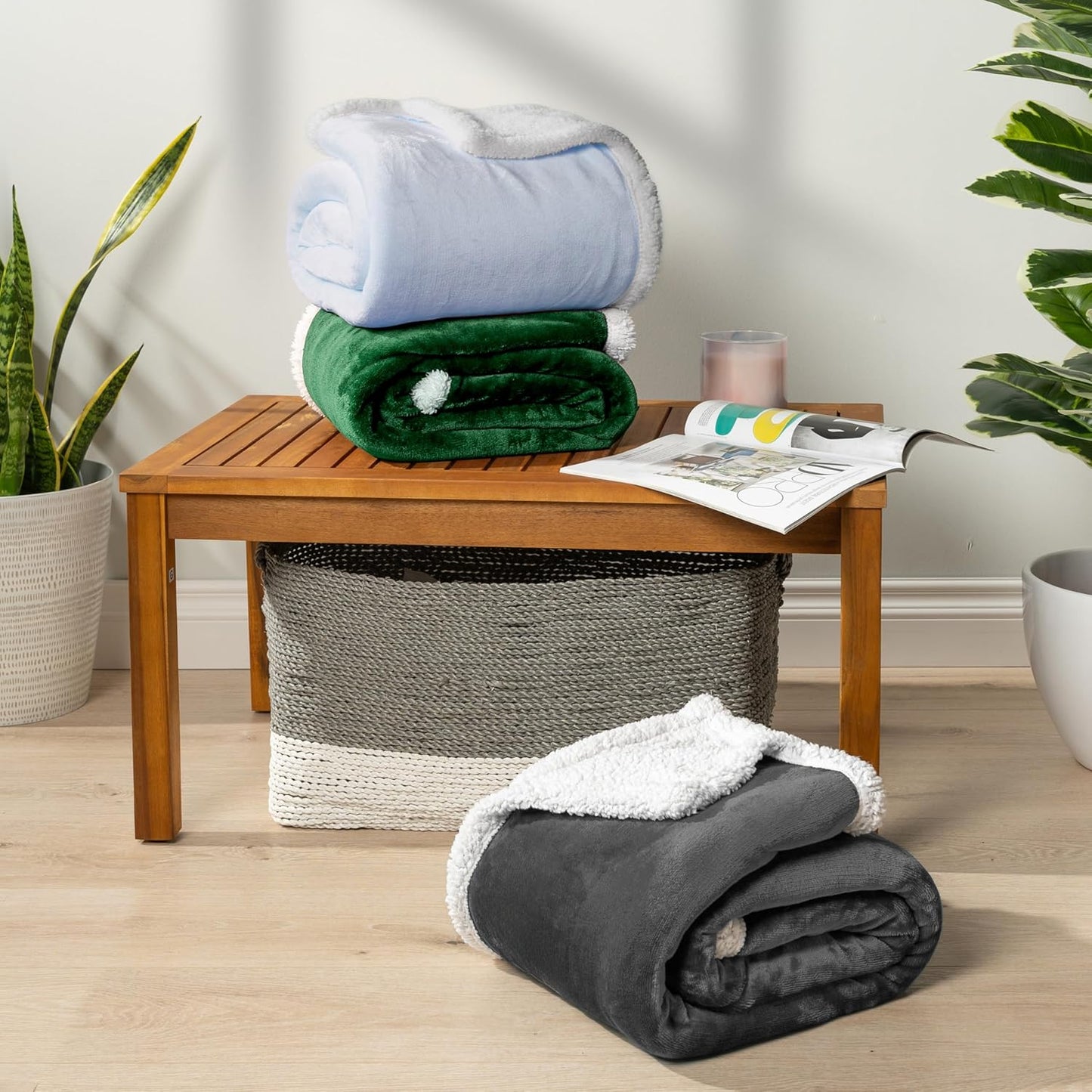 Pavilia Sherpa Fleece Blanket for Bed, Queen Size, Dark Grey, Plush Soft Fuzzy, Cozy Reversible Winter Blanket for Women & Men, 90x90 Inches