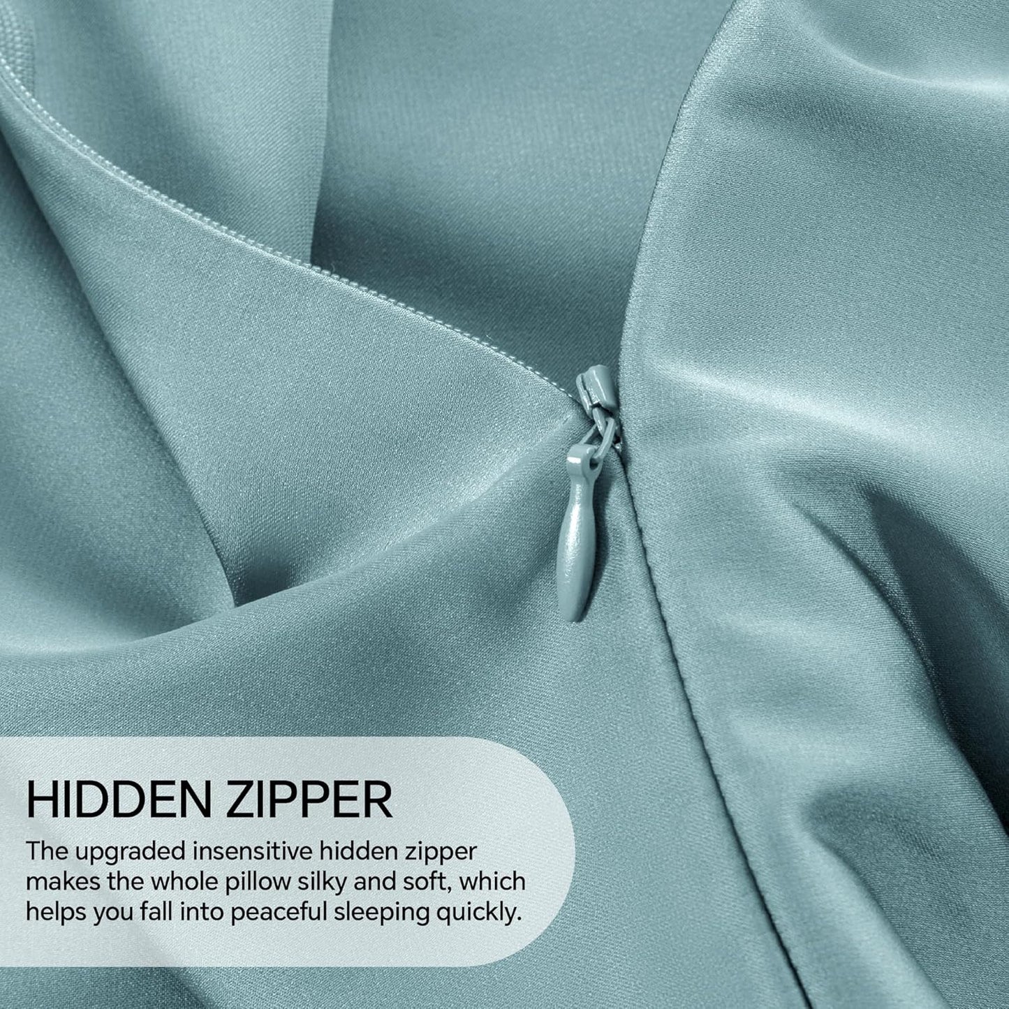 INFIIXSO Body Pillow Cover with Zipper, Luxury Mulberry Silk Body Pillow Case 20x54 Inches, Ultra Smooth and Soft Cooling Long Pillowcase, Gift for Women, Men(Haze Blue)