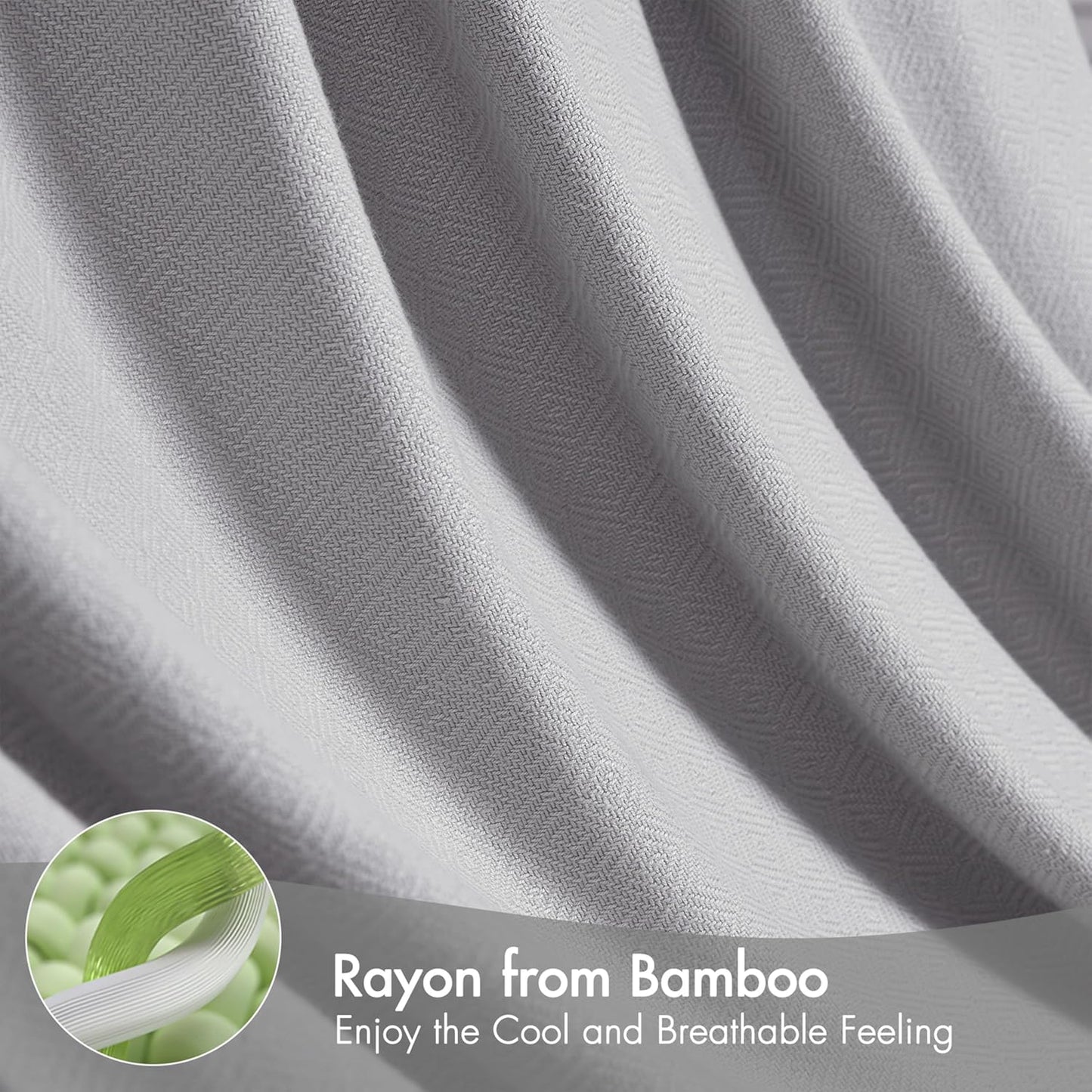Madison Park King Size Blanket, 70% Rayon Bamboo-Based, 30% Cotton, Breathable for Hot Sleepers Menopause, Ultra Soft and Snag-Resistant, Summer Blanket for Bed or Couch, King 108"x90", Grey