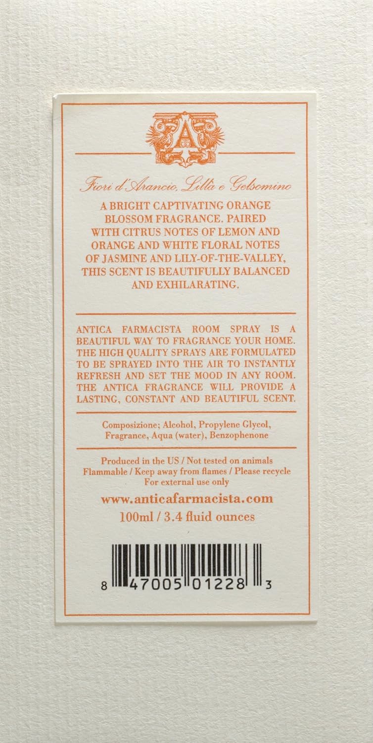 Antica Farmacista Room Spray - Orange Blossom, Lilac and Jasmine, 3.4 Fl Oz (Pack of 1)