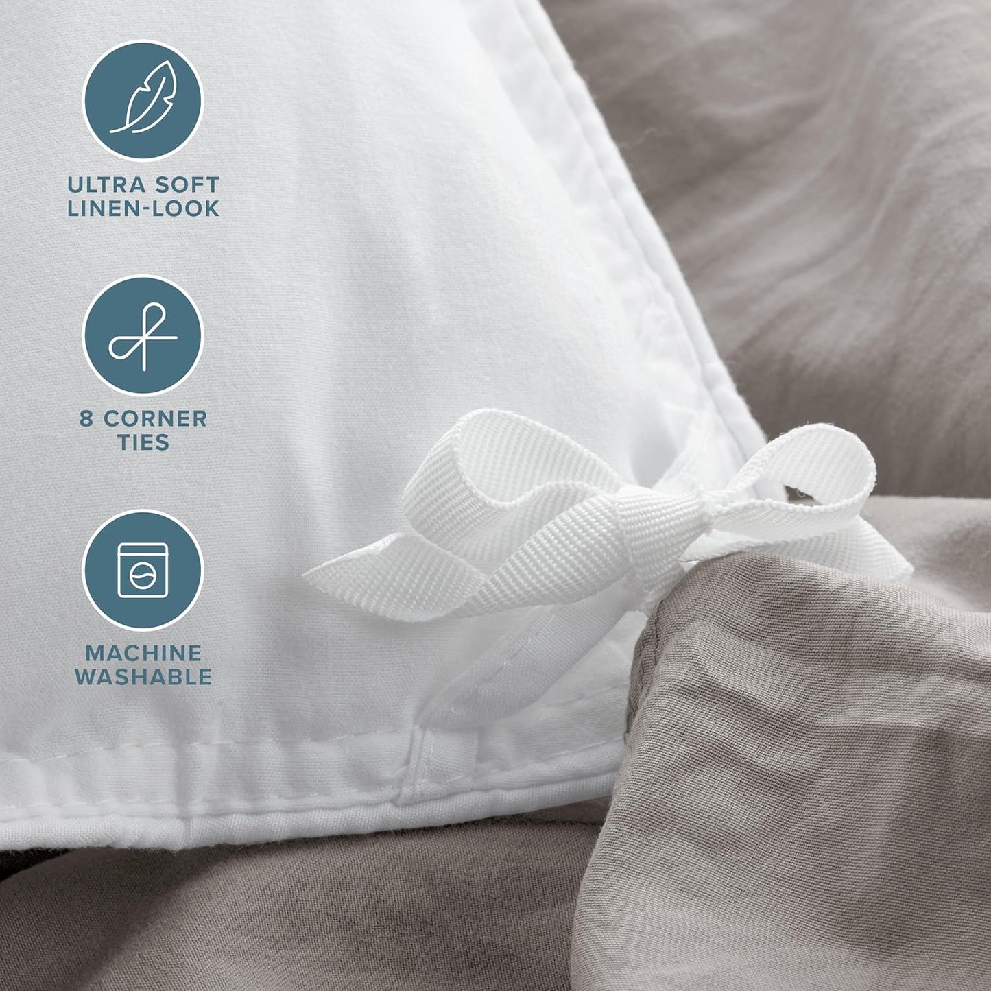 Bare Home Microfiber Duvet Cover Set - Ultra Soft Washed Microfiber - Full Size - Linen-Like Look - Easy Care - Breathable Fabric - Our Softest Duvet Cover Set (Full, Frost Grey)
