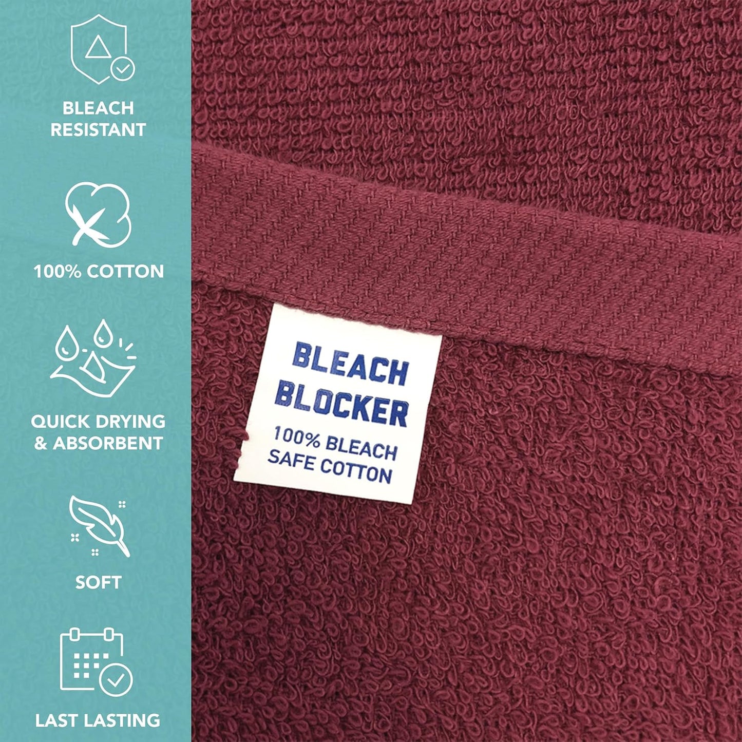 Arkwright Bleach Proof Salon Towels Bulk - Case of 144 - Highly Absorbent, 100% Cotton, Quick Dry Spa Face Towel for Hair Stylist, Barber, Pedicure, and Esthetician, 16 x 28 in, Burgundy