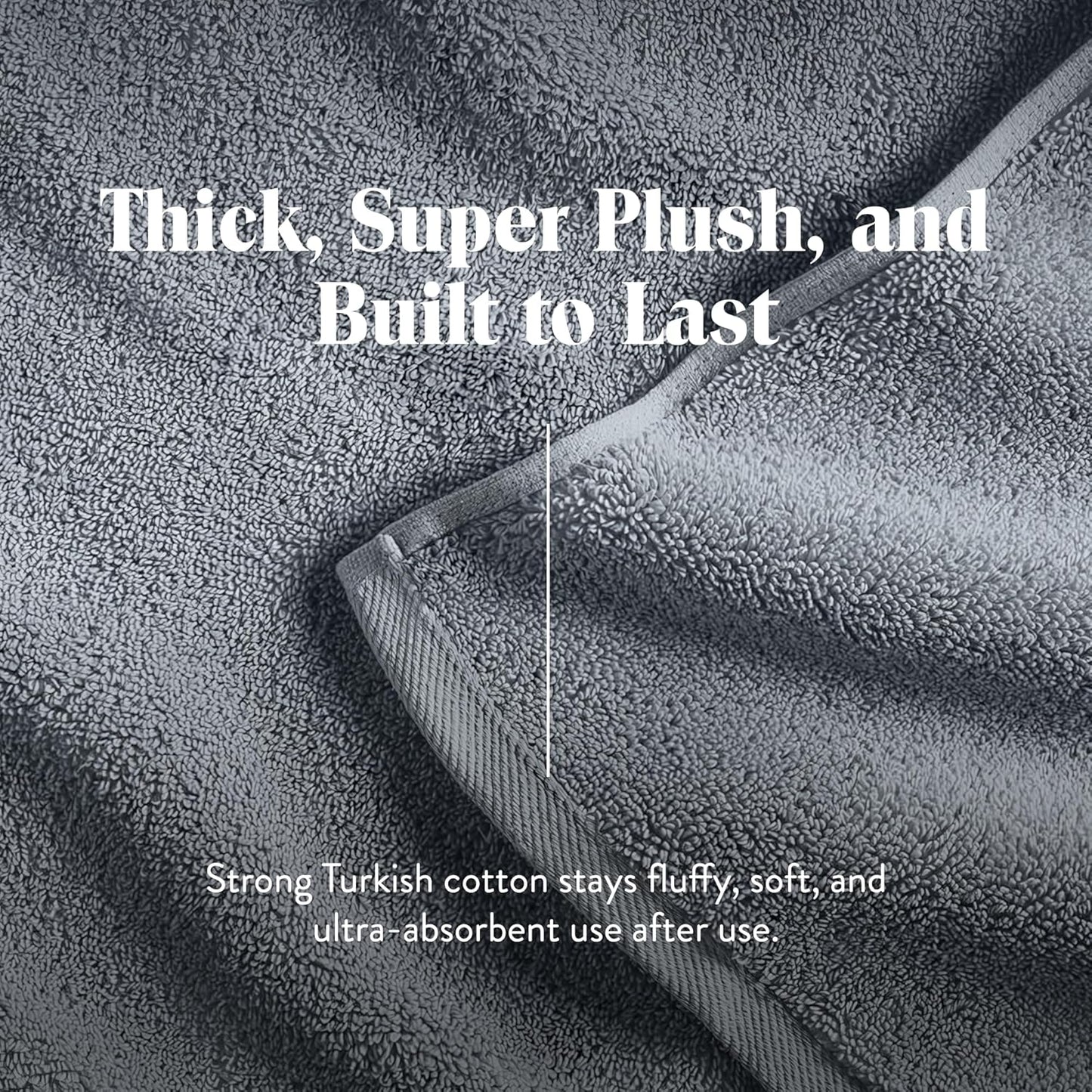 Brooklinen Super-Plush Turkish Cotton Washcloths Set of 2 Cotton, 820 GSM, Highly Absorbent, Machine Washable, Perfect for Home & Bathroom (13" x 13", Smoke Grey)