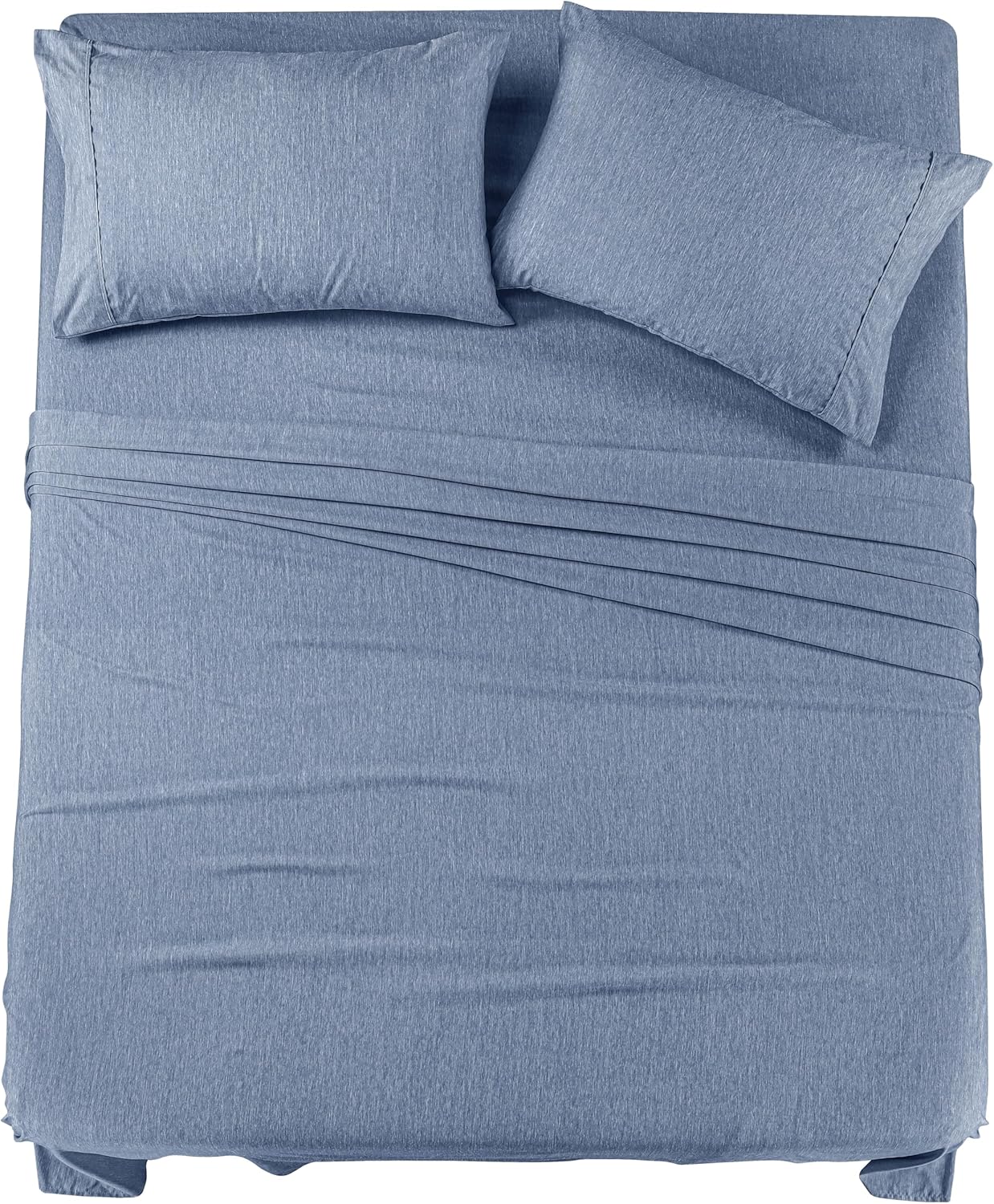 Utopia Bedding Queen Sheet Set – 4 Piece Bed Sheets for Queen Size Bed, Soft and Breathable Microfiber, Includes 1 Fitted Sheet, 1 Flat Sheet and 2 Pillowcases (Heather Navy)