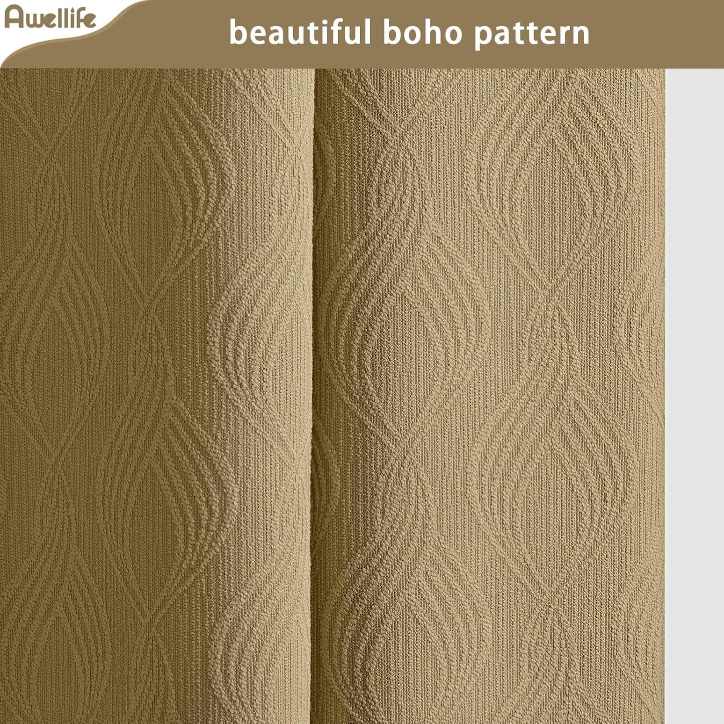 Awellife Modern Farmhouse Shower Curtains for Bathroom Fabric Brown Cotton Touch Bohemian Geometric 72" L X 72" W