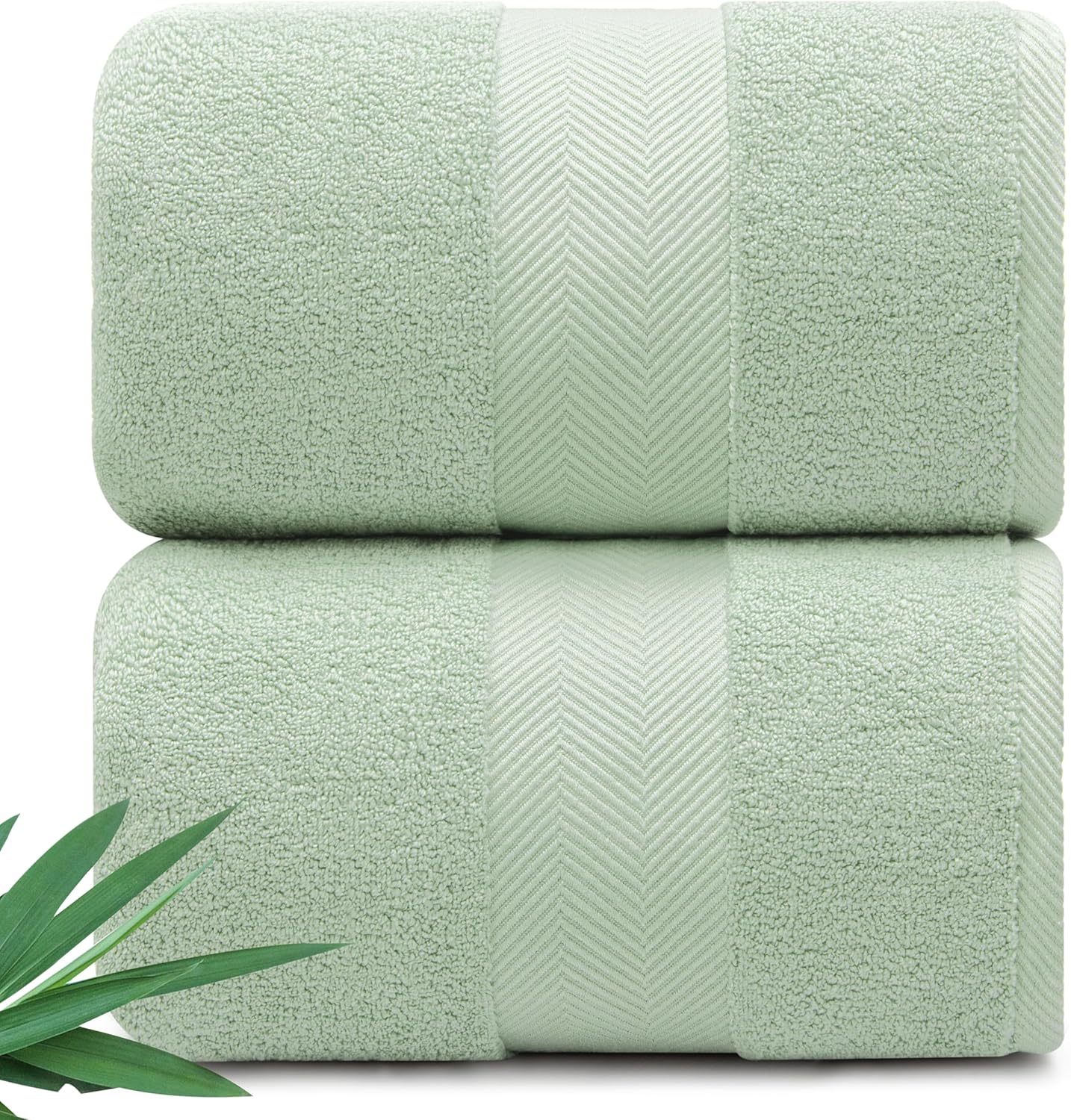 Ultra Soft & Plush Viscose from Bamboo Bath Sheets - 700 GSM Pack of 2 - Extra Large 70x35 in - Super Absorbent & Quick Drying (Eucalyptus Green)