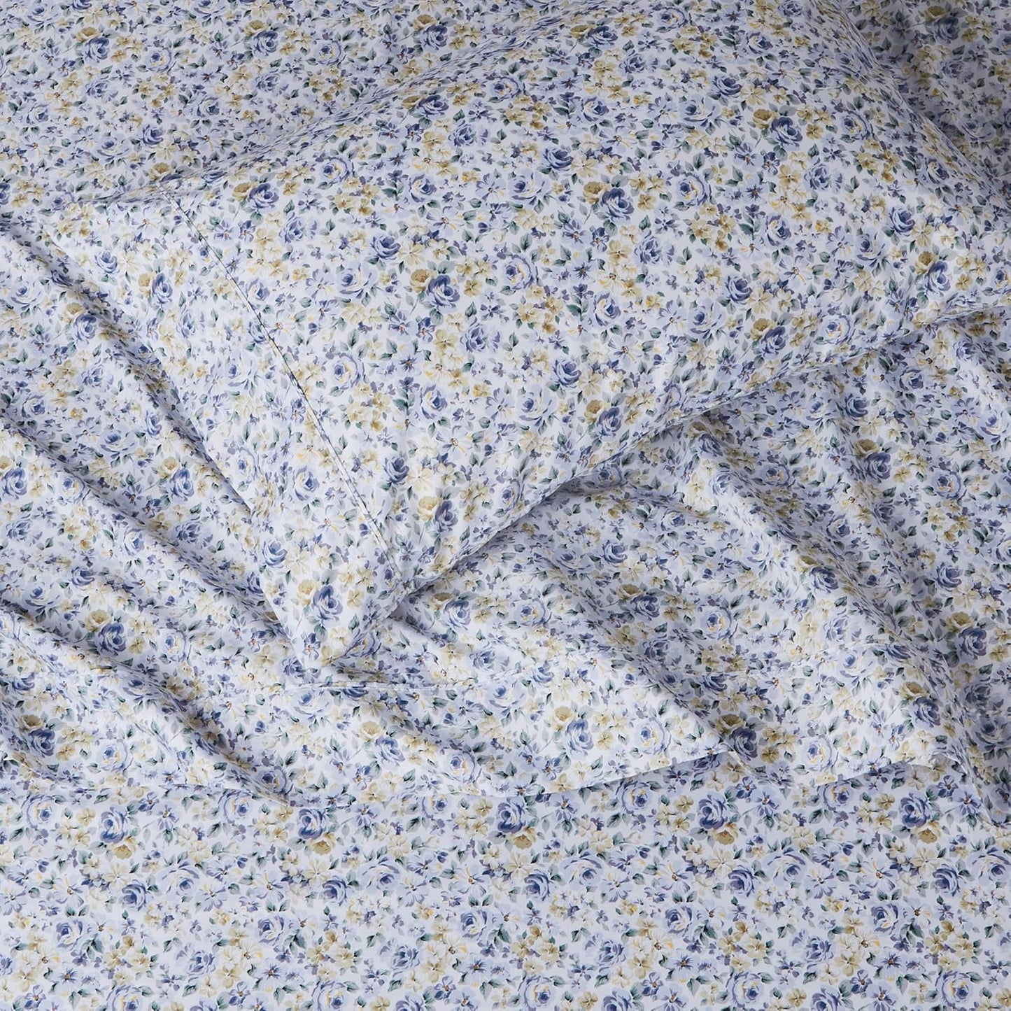 Amazon Basics Lightweight Super Soft Easy Care Wrinkle Free Microfiber 3 Piece Bed Sheet Set with 14-Inch Deep Pockets, Twin, Blue Floral, Floral, Kids, Men & Women Bedding