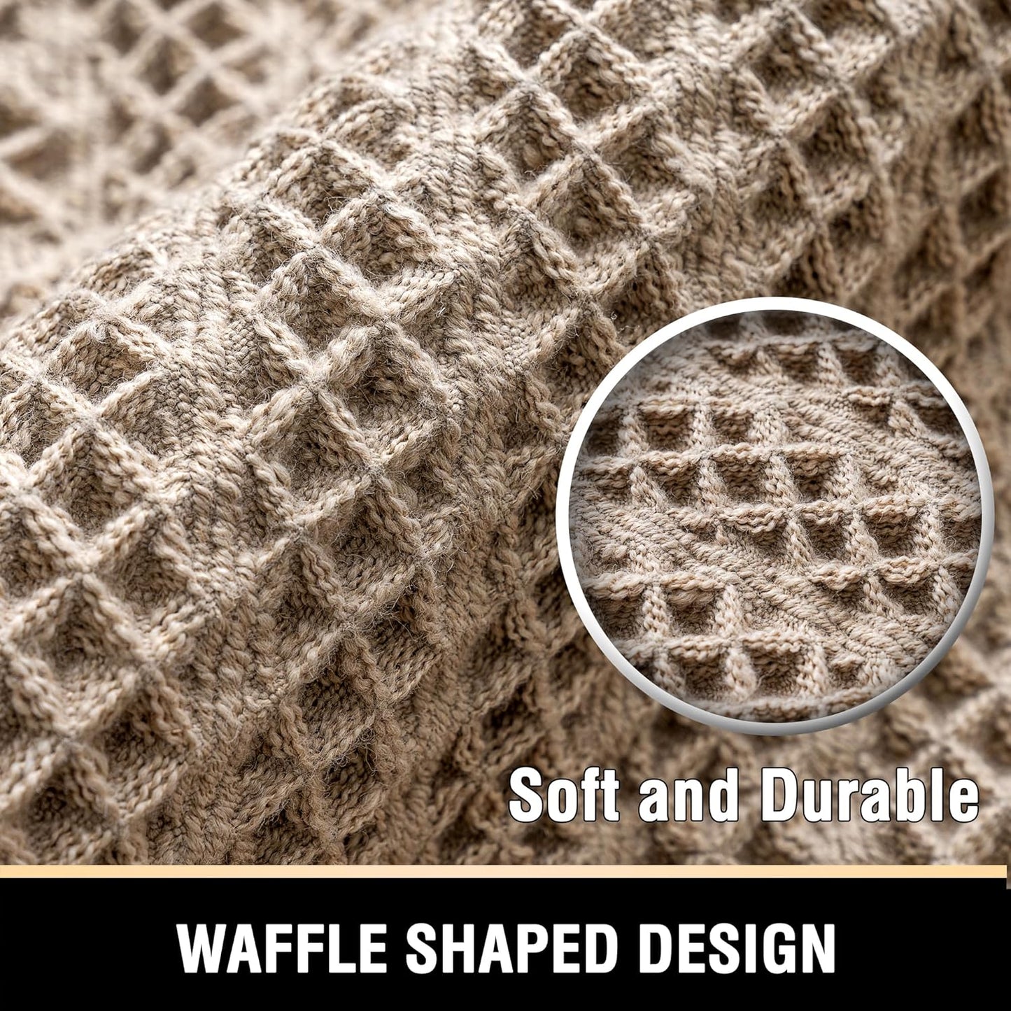 H.VERSAILTEX Waffle Bath Runner Rug Long Bath Mat Super Absorbent Boho Bath Rugs Non Slip Bath Runner for Bathroom Floor Machine Washable Dry Fast Bathroom Rugs with Tassels, 24" x 60", Irish Cream
