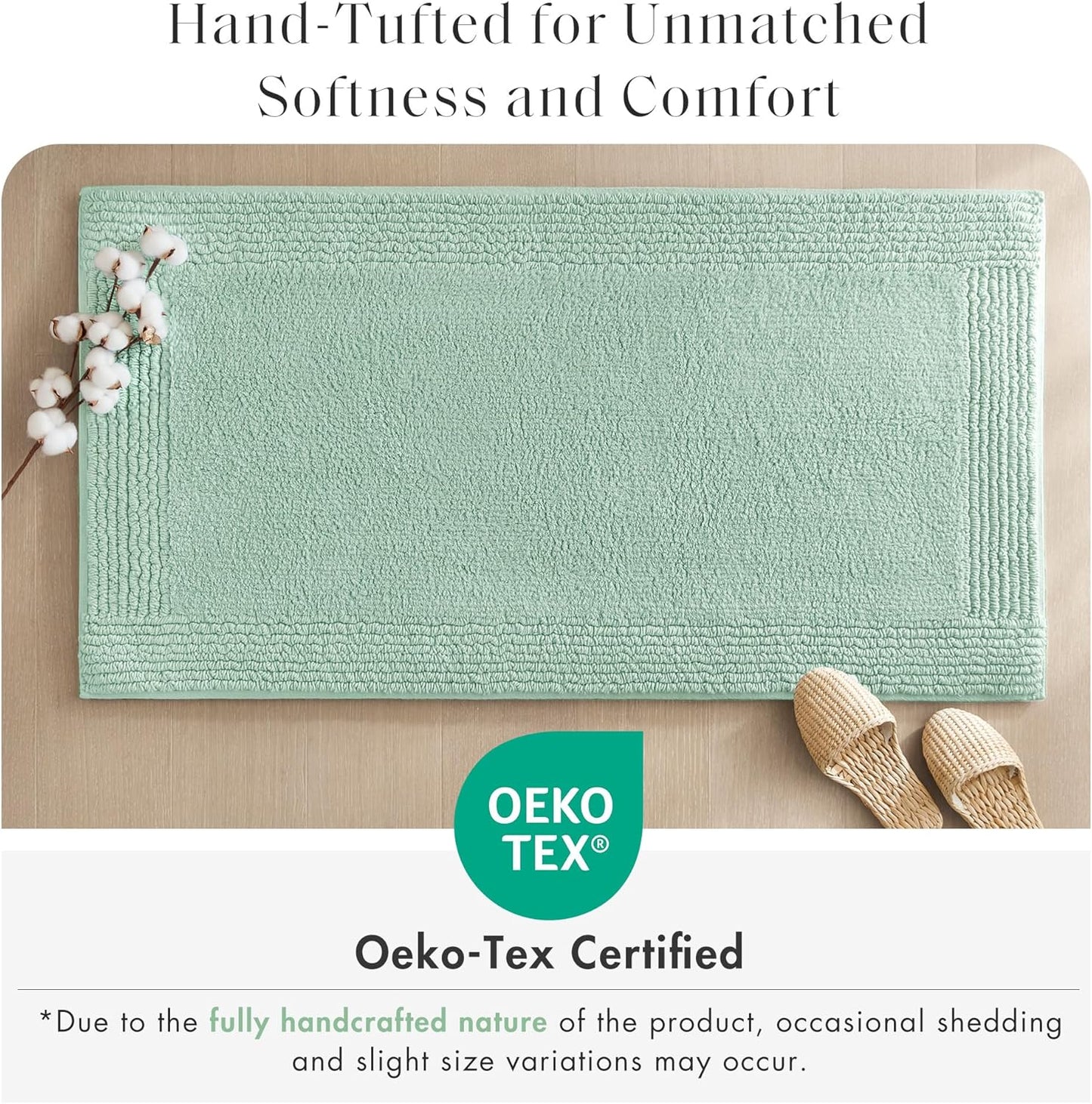 Madison Park Splendor Reversible 100% Cotton Tufted Bathroom Rug-3000 GSM Hotel Quality Luxurious Plush Medium Pile Bath Mat Absorbent, Quick Dry, Shower Room Décor, 24x60 Green