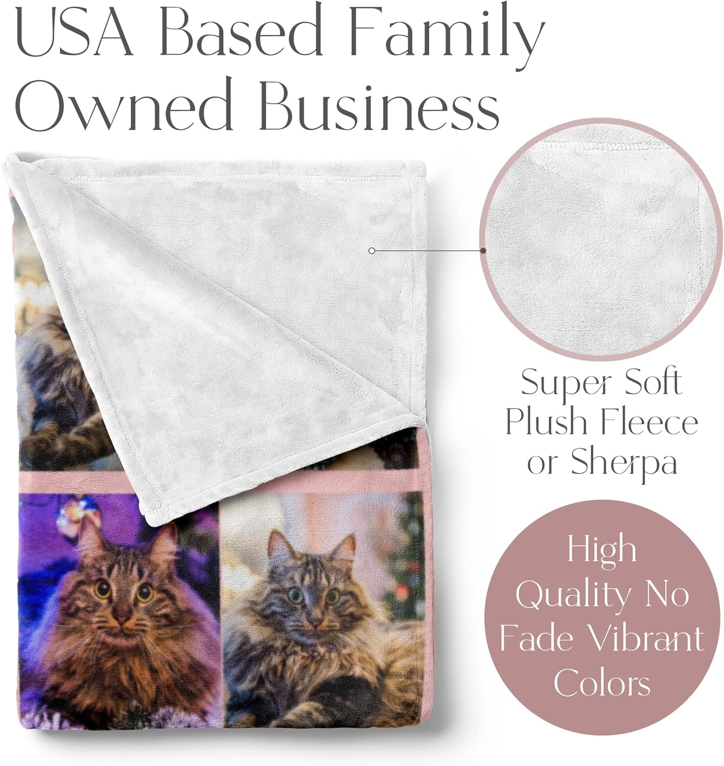 Ships Next Day, Custom Blanket with Picture - Printed in USA, Personalized Photo Blanket (Fleece – 50x60)