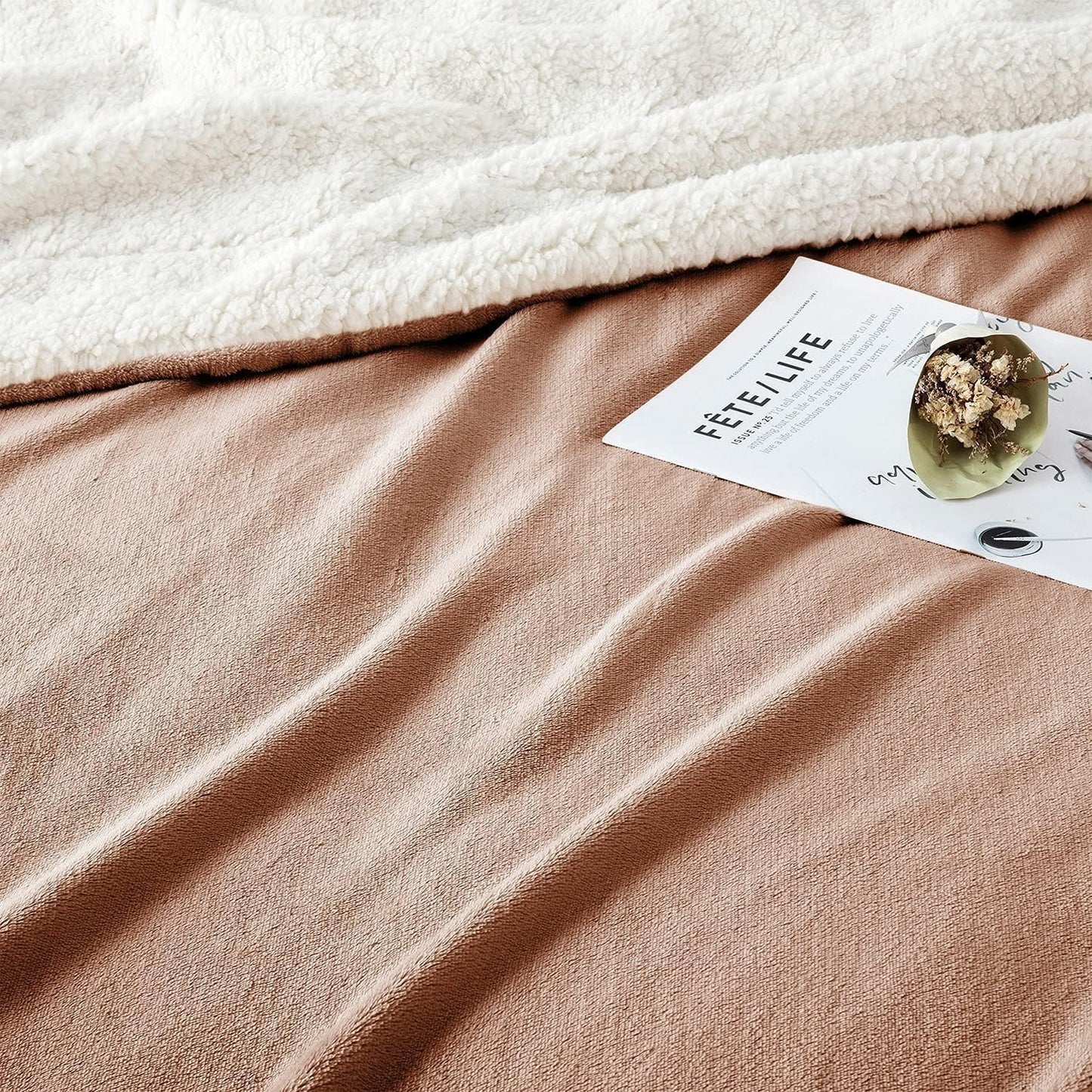 IR Imperial Rooms Sherpa Fleece Throw Blanket for Couch - Soft and Fuzzy Blanket for Winter - Reversible Thick and Warm Fluffy Throw Blankets for Bed, Sofa, Camping and Travel, Camel, 50x60 Inches