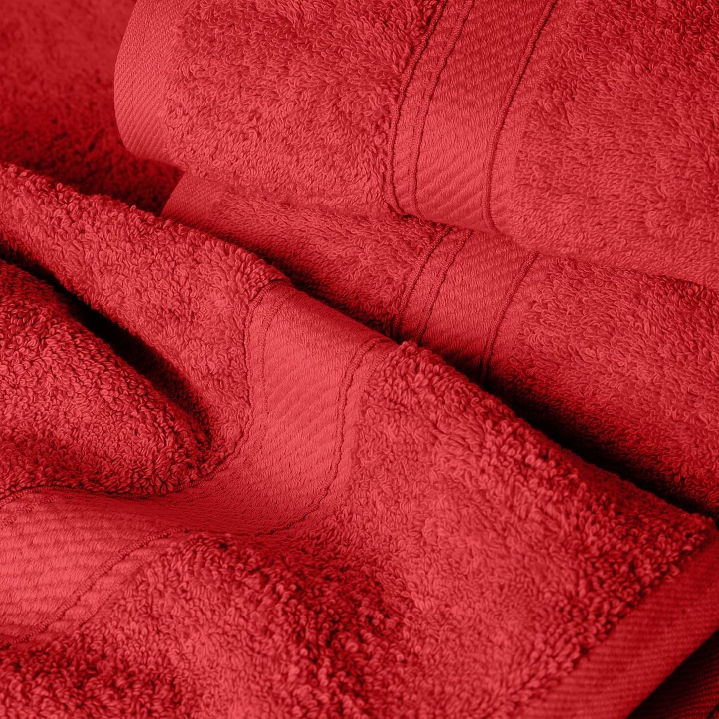 Superior Egyptian Cotton Pile 6 Piece Towel Set, Includes 2 Bath, 2 Hand, 2 Face Towels/Washcloths, Ultra Soft Luxury Towels, Thick Plush Essentials, Guest Bath, Spa, Hotel Bathroom, Red
