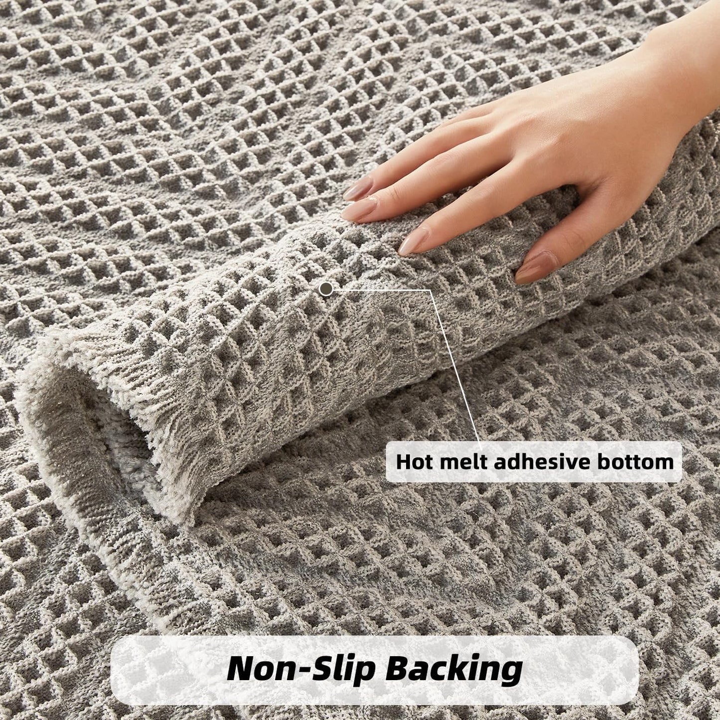 Bath Rugs,Upgraded Waffle Bath Mat,Super Absorbent Boho Bath Rug Non Slip Bath Rugs,Machine Washable Rugs, Rubber Backed Shower Matt, Ultra Soft,Gray,18" x 30"
