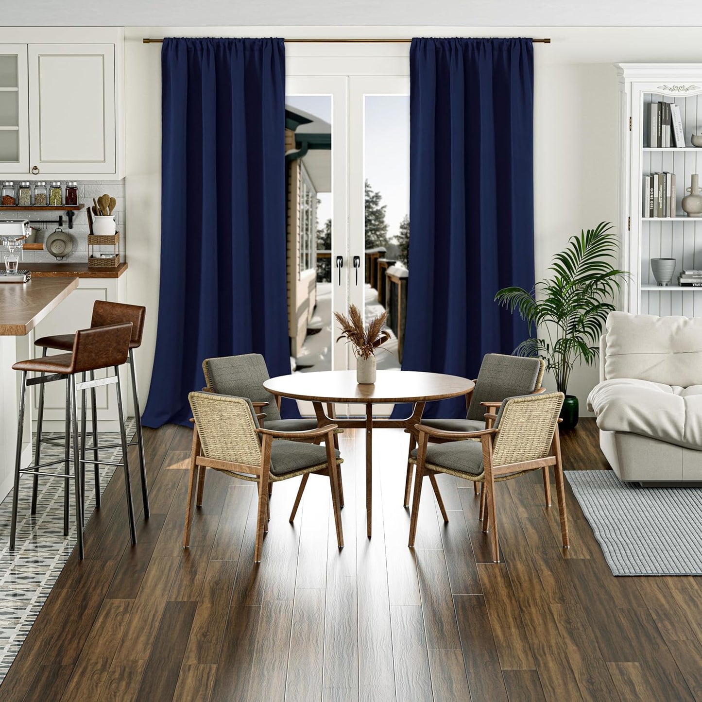 BGment Navy Blue Blackout Curtains for Living Room 108 Inch Long 2 Panels Set, 100% Light Blocking Room Darkening Thermal Insulated Rod Pocket Long Curtains for Bedroom, Each Panel 52 Wide