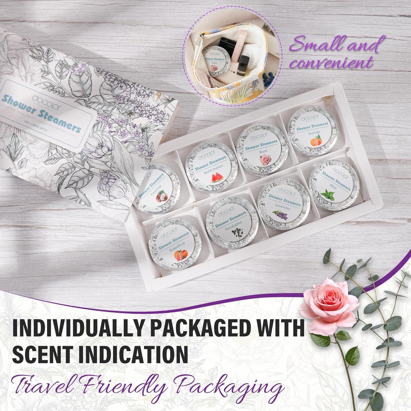 docolor Shower Steamers Aromatherapy 12 Pack Gifts for Women Mother Day Gift Mom Men, Birthday Gifts for Her Stress Relief Home Spa, Lavender Natural Essential Oil Self Care Relaxation Shower Bombs