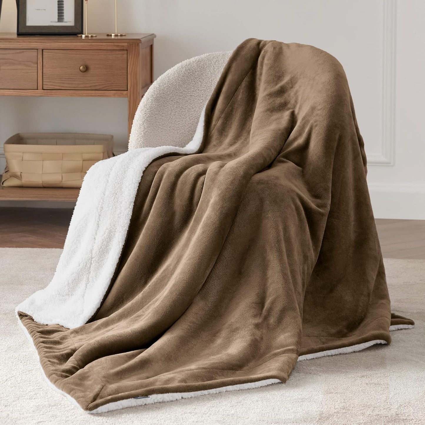 Bedsure GentleSoft Sherpa Fleece Throw Blanket Twin Size for Couch - Thick and Warm Throw for Women and Men, Soft Fuzzy Plush Twin Blanket for Winter, Camel, 60x80 Inches