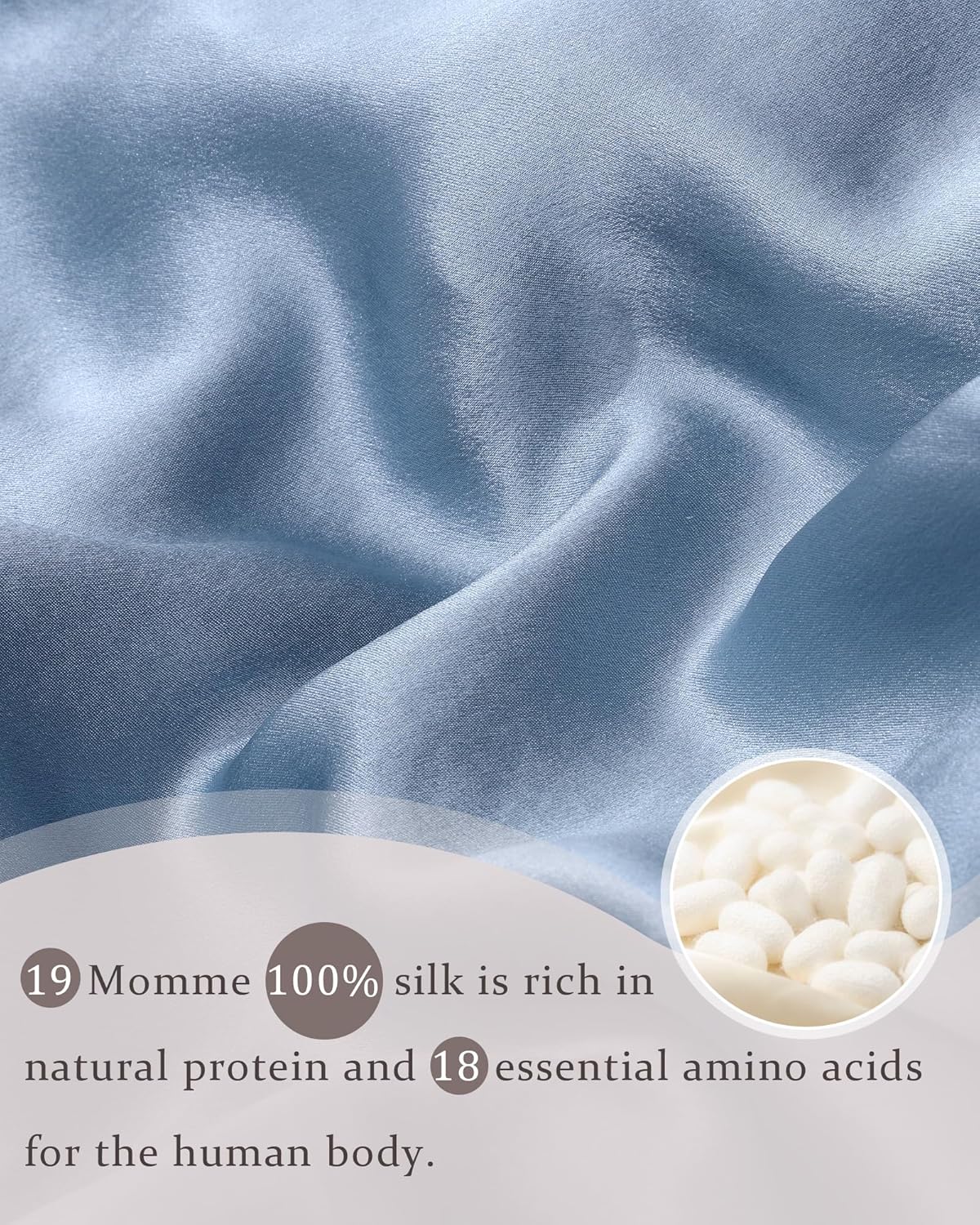 100% Mulberry Silk Bonnet for Sleeping Women Double Layer Silk Hair Bonnet Natural Silk Sleep Cap with Elastic Reversible Hair Wrap (Haze Blue + Sky Blue)