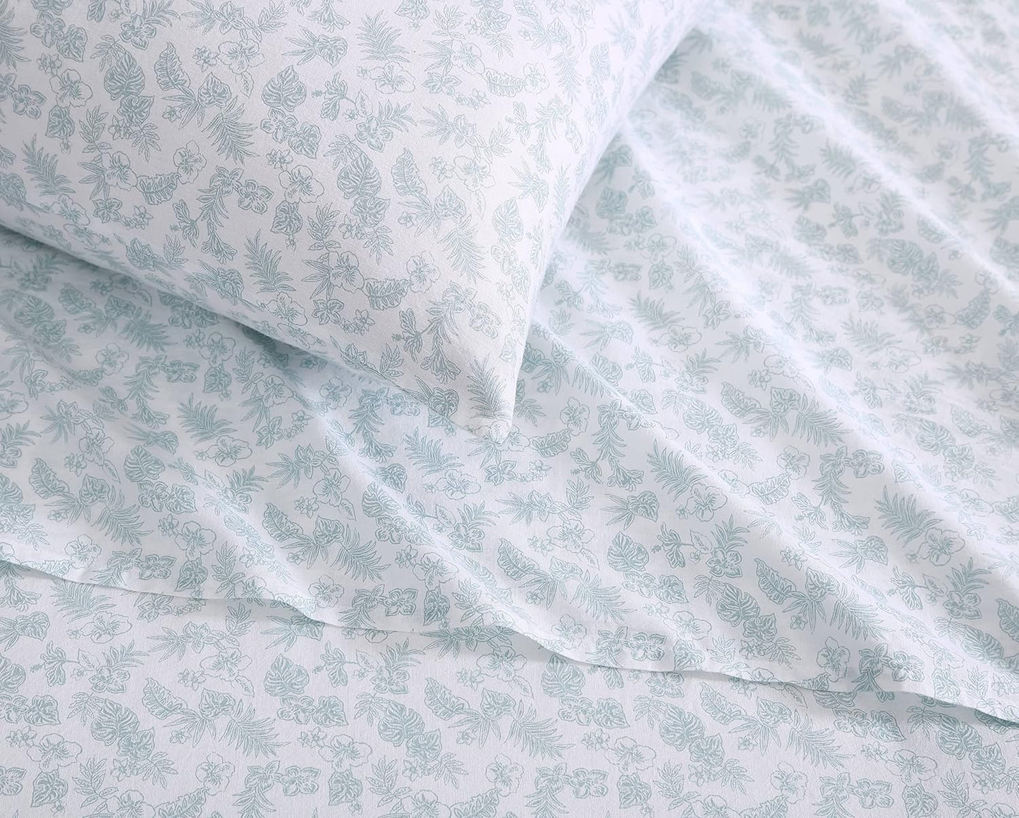 Tommy Bahama - King Sheets, Cotton Percale Bedding Set, Crisp & Cool, Stylish Bedding Set (Hibiscus Bloom Green, King)