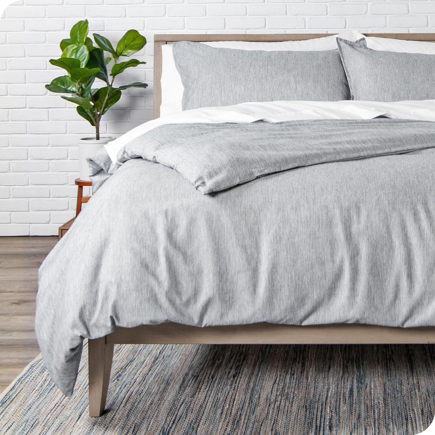 Bare Home Bedding Duvet Cover Oversized Queen Size - Premium 1800 Super Soft Duvet Covers Collection - Lightweight & Soft Textured Bedding (Oversized Queen, Heathered Pewter)
