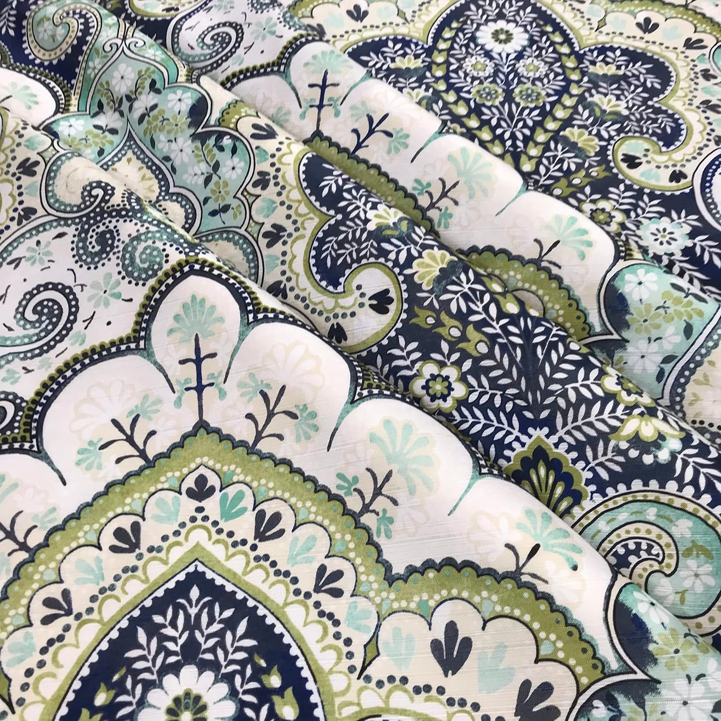 Serafina Home Hotel Quality Fabric Bathroom Shower Curtain: Floral Paisley Moroccan Damask (72 x 70 inches)
