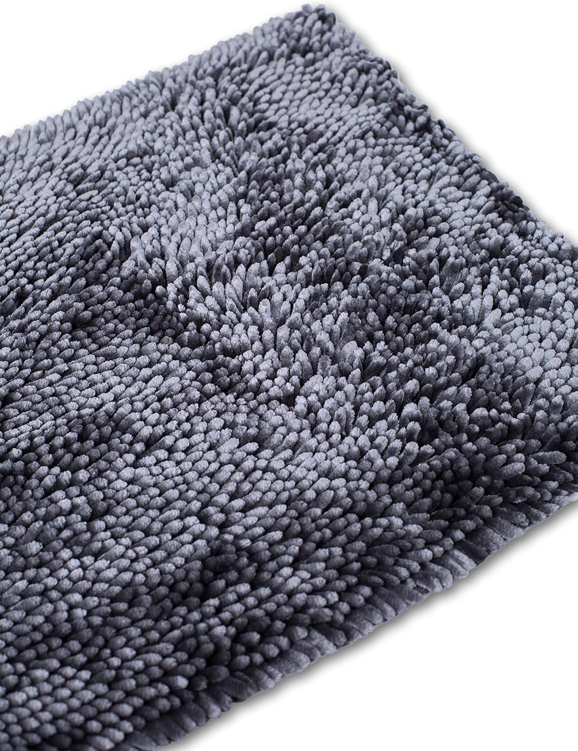 Internet's Best Microfiber Chenille Bath Mat - Non Slip Bathroom Rug - Soft Absorbent Carpet - Fast Drying Shower (24 x 17, Gray)