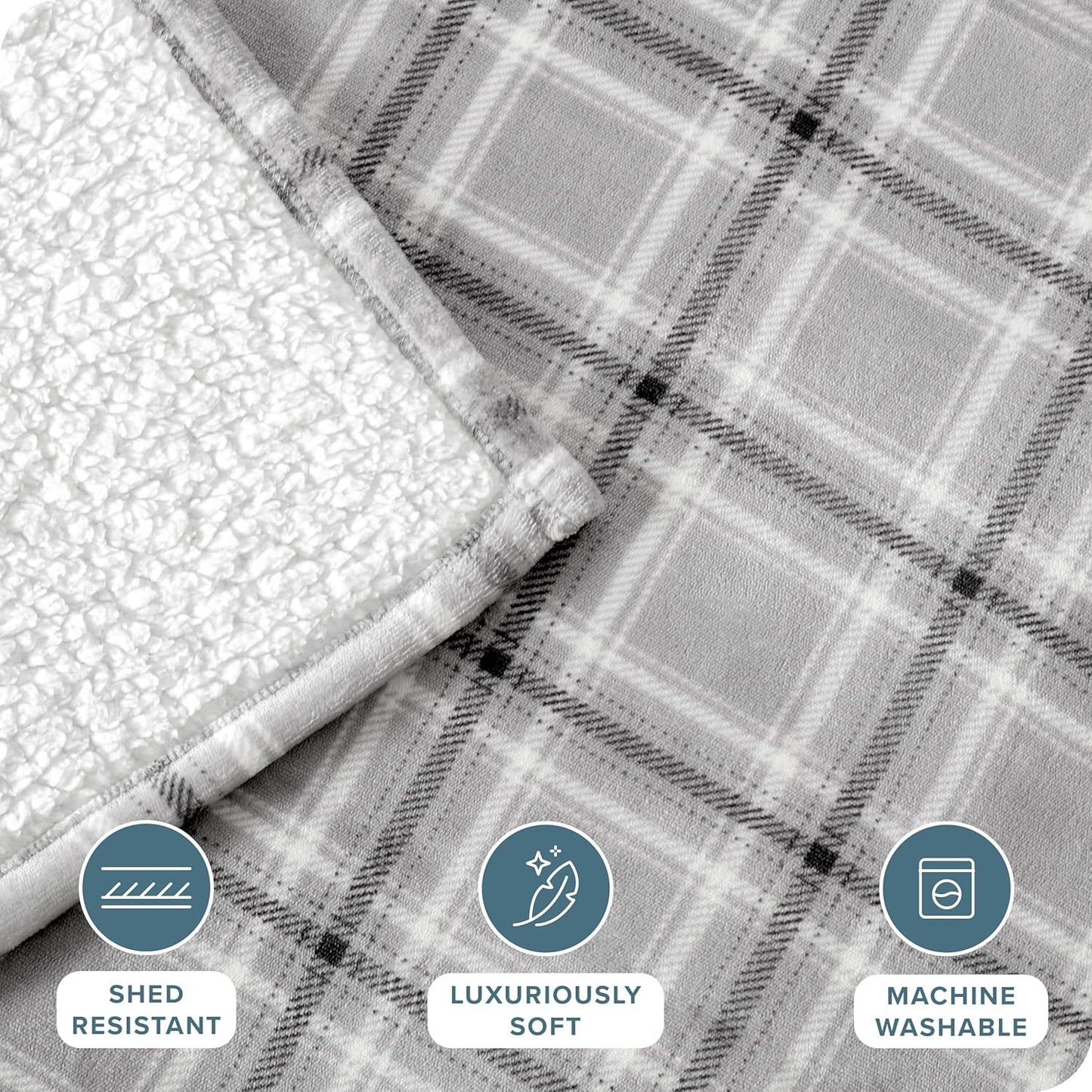 Bare Home Sherpa Fleece Blanket - Twin/Twin Extra Long - Blanket for Bed, Sofa, and Couch - Warm & Lightweight - Fluffy & Soft - Reversible (Twin/Twin XL, Tartan Plaid)