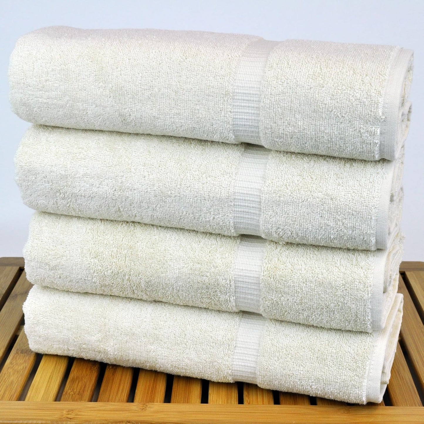 Luxury Hotel & Spa Quality Collection, Highly Absorbent & Quick Dry 100% Turkish Cotton, 750+ GSM, Eco Friendly Towel, Dobby Border Towels, 2 Bath Towel, 2 Hand Towel, 2 Washcloths (6 Piece, Beige)
