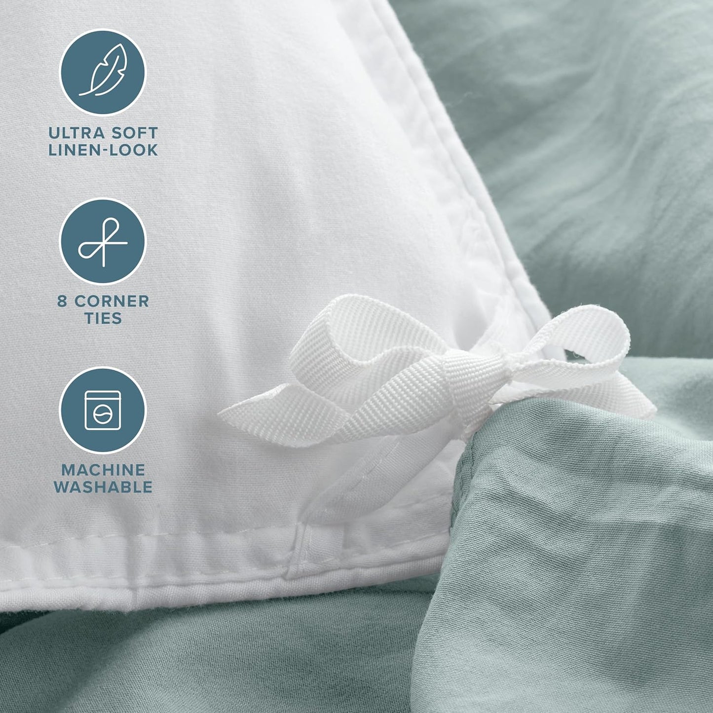 Bare Home Microfiber Duvet Cover Set - Ultra Soft Washed Microfiber - Oversized King Size - Linen-Like Look - Easy Care - Breathable Fabric - Our Softest Duvet Cover Set (Oversized King, Sea Spray)
