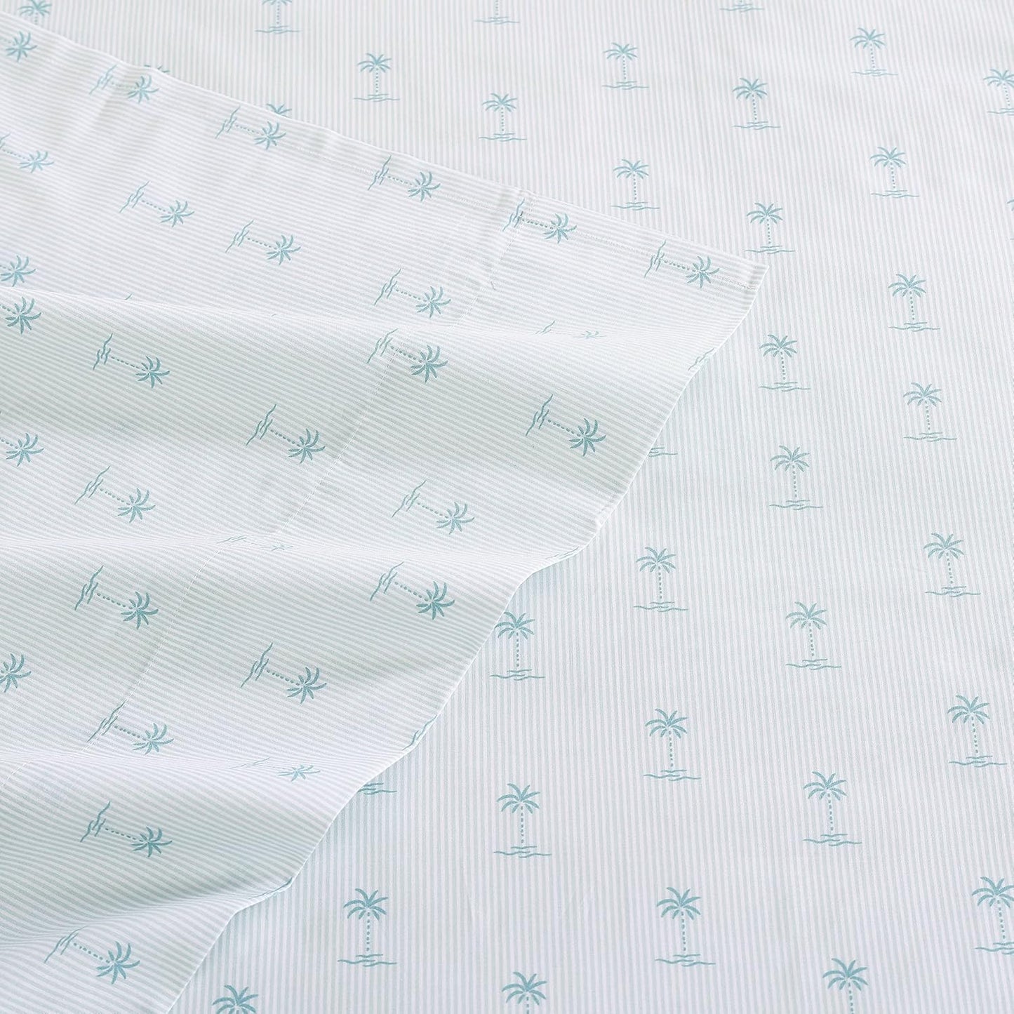 Tommy Bahama - Queen Sheets, Cotton Percale Bedding Set, Crisp & Cool, Stylish Bedding Set (Kaw Palms Blue, Queen)
