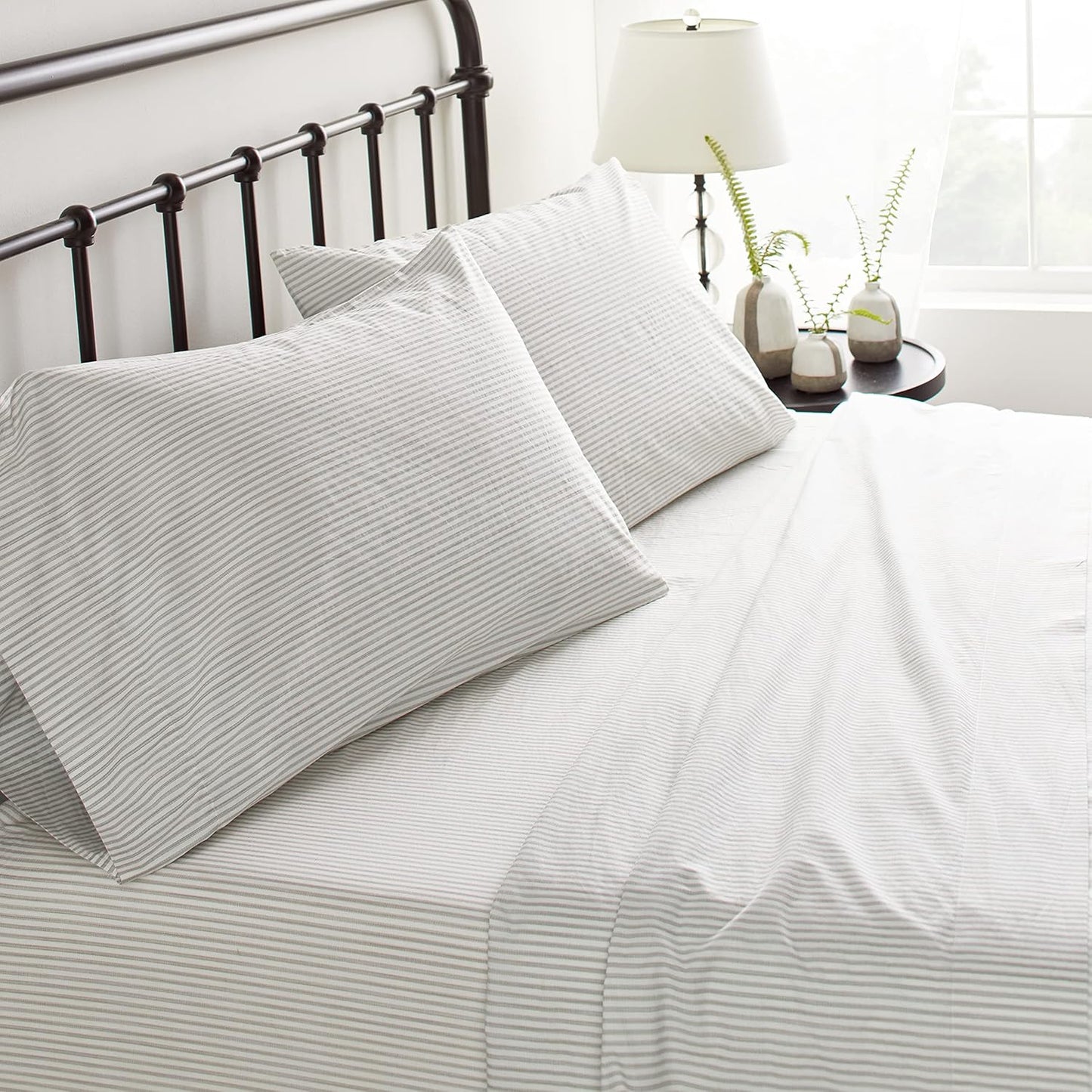 Tommy Bahama - Queen Sheets, Cotton Percale Bedding Set, Crisp & Cool, Stylish Bedding Set (Paloma Beach Grey, Queen)