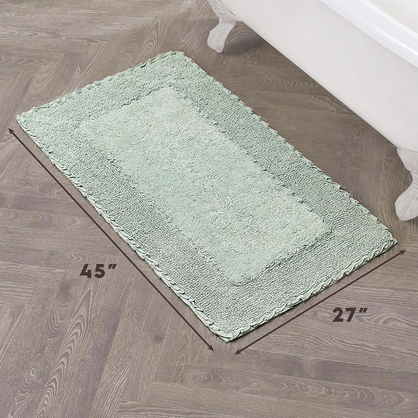 Laura Ashley Ruffle Border Sage Green 27"x 45" 100% Cotton Bath Rug