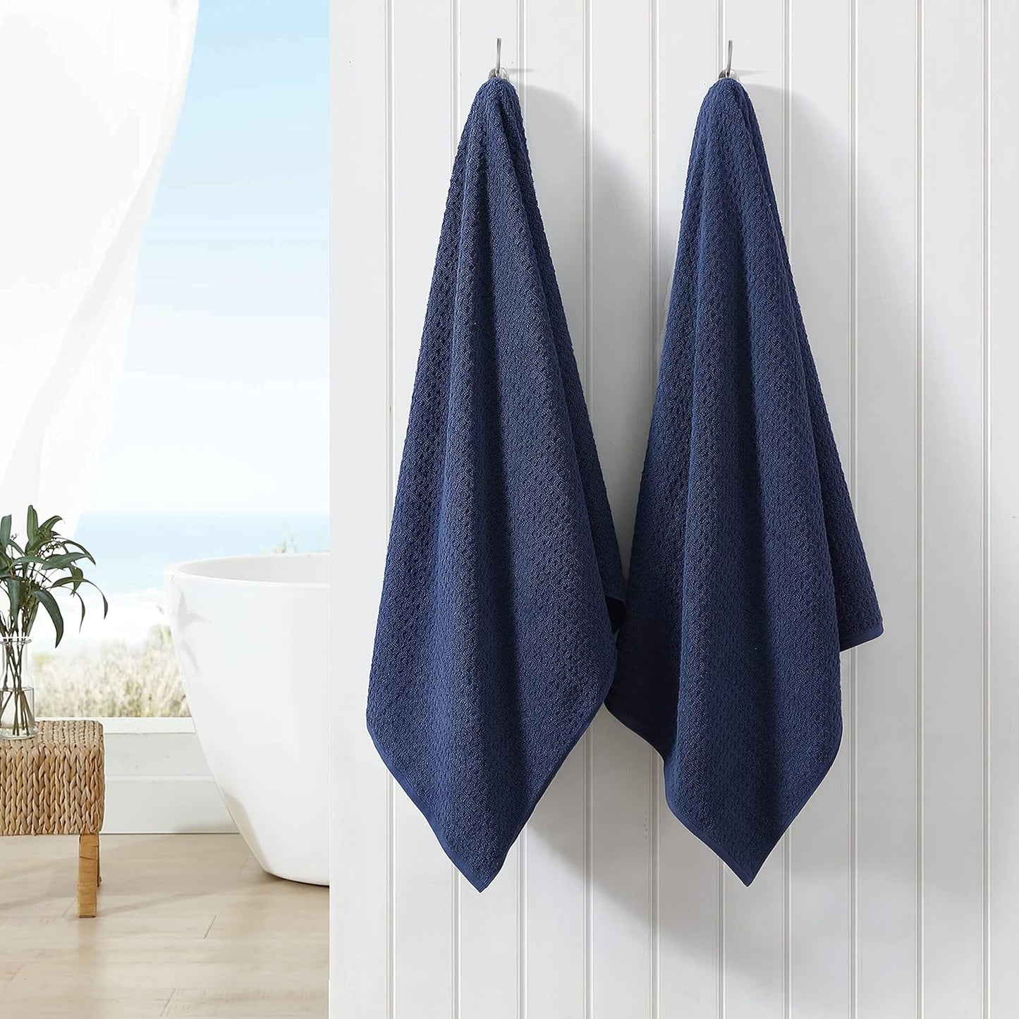 Tommy Bahama - Bath Towels, 100% Soft & Absorbent Cotton with Zero Twist Construction, Medium Weight Bathroom Towels (Northern Pacific Dark Blue, 2 Piece)
